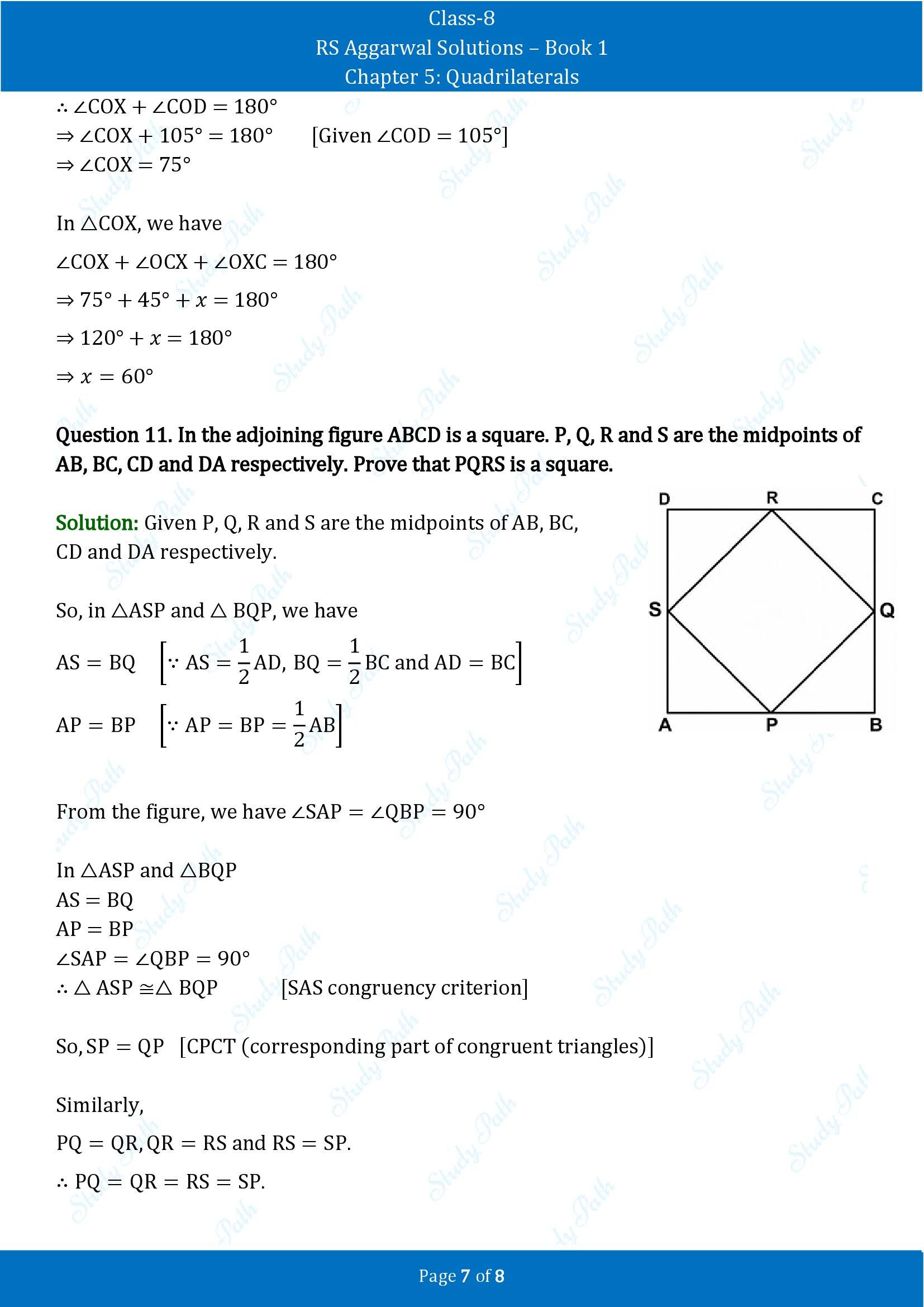 RS Aggarwal Solutions Class 8 Book 1 Chapter 5 Quadrilaterals Exercise 5A 00007