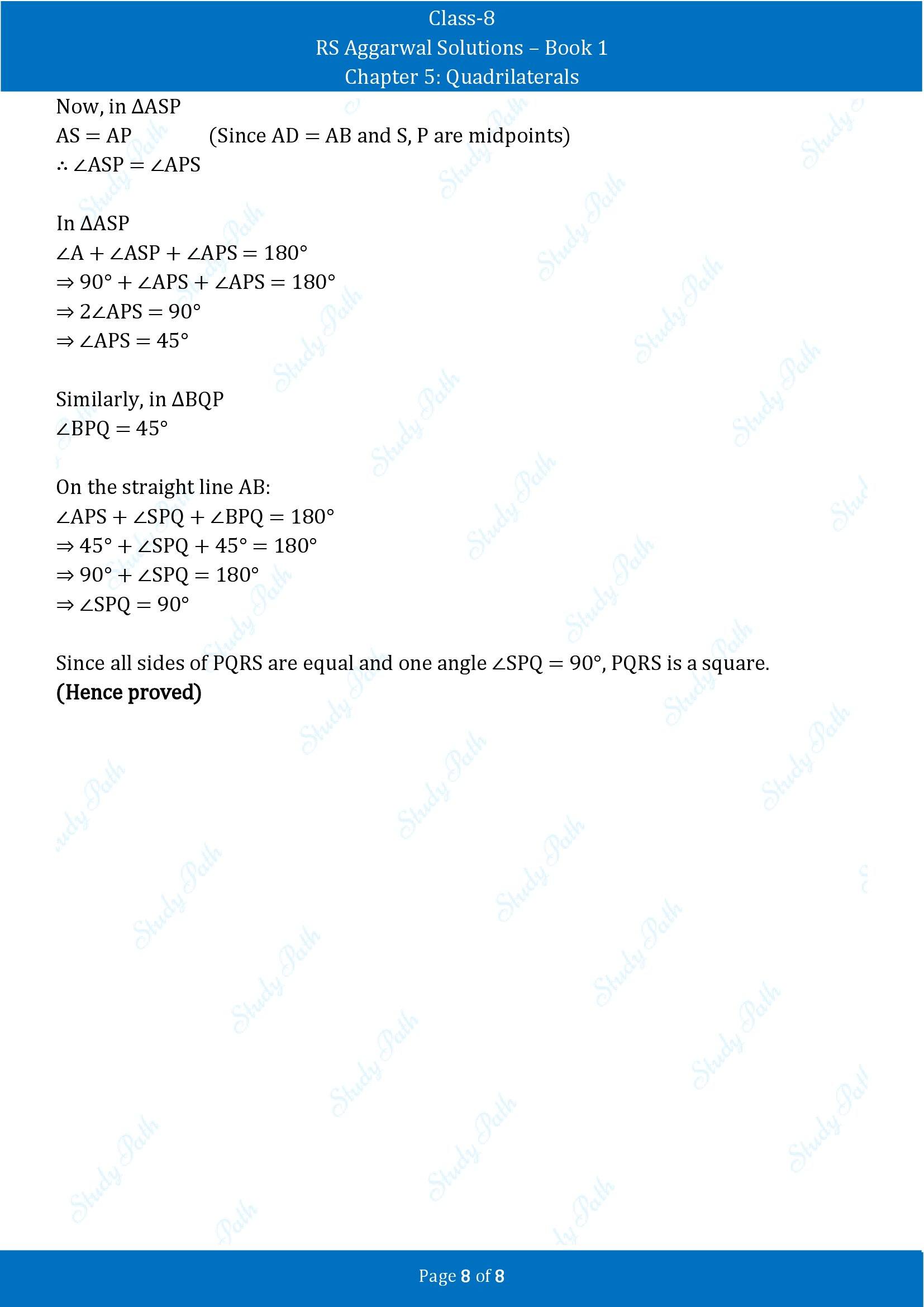RS Aggarwal Solutions Class 8 Book 1 Chapter 5 Quadrilaterals Exercise 5A 00008