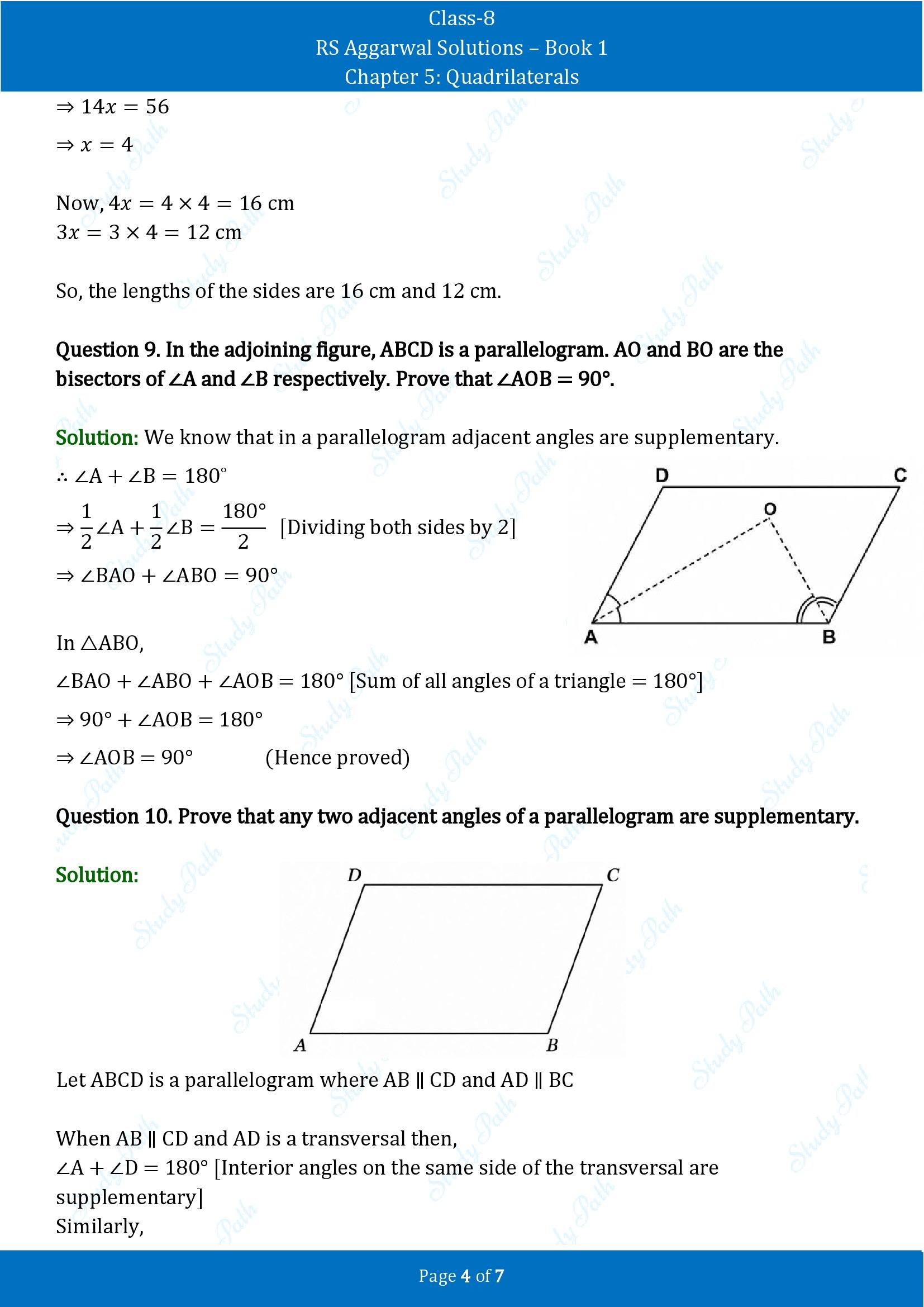 RS Aggarwal Solutions Class 8 Book 1 Chapter 5 Quadrilaterals Exercise 5B 00004