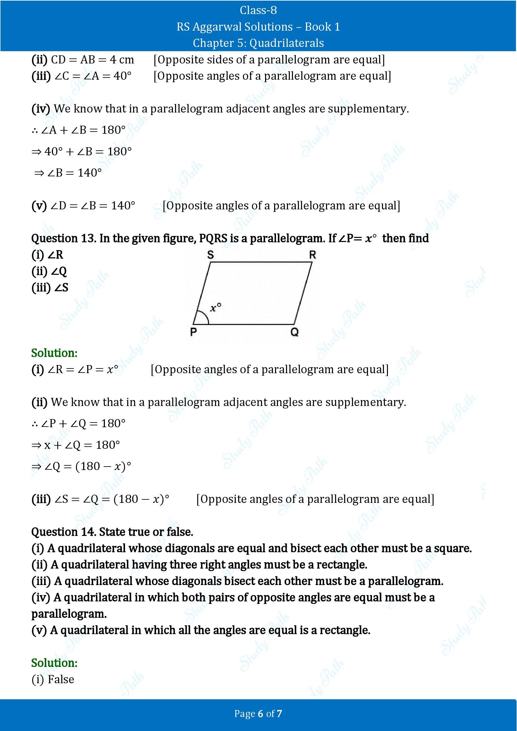 RS Aggarwal Solutions Class 8 Book 1 Chapter 5 Quadrilaterals Exercise 5B 00006