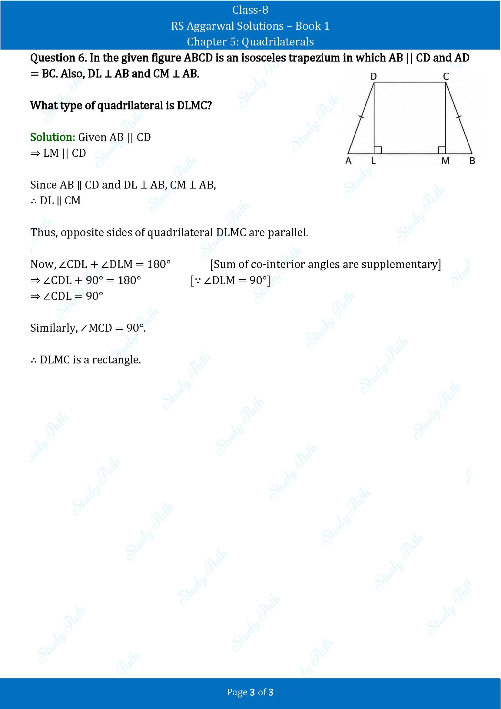 RS Aggarwal Solutions Class 8 Book 1 Chapter 5 Quadrilaterals Exercise 5C 00003