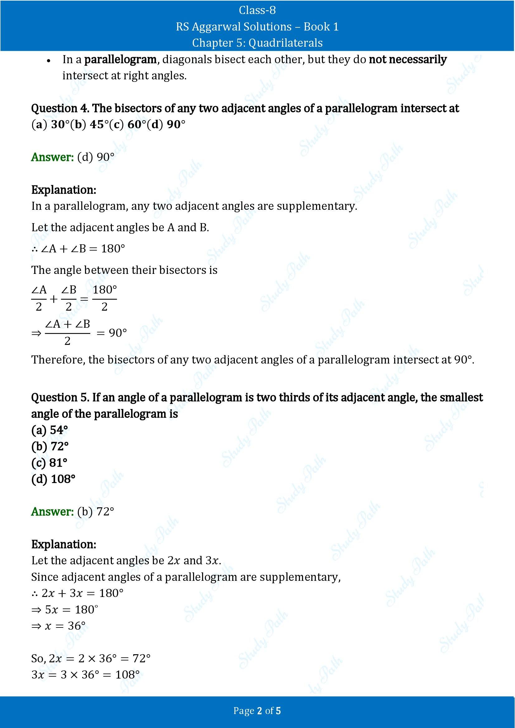 RS Aggarwal Solutions Class 8 Book 1 Chapter 5 Quadrilaterals Exercise 5D 00002