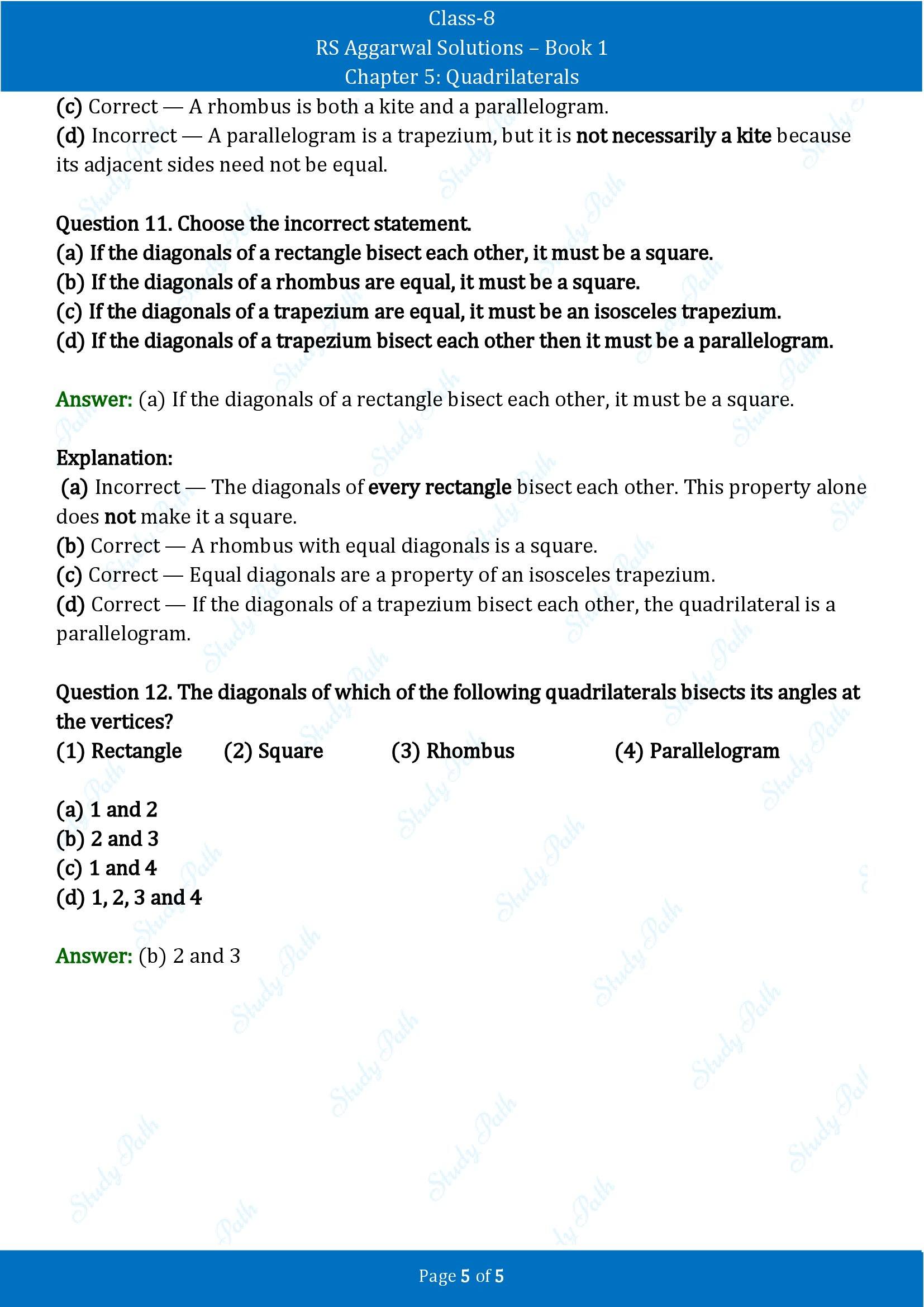 RS Aggarwal Solutions Class 8 Book 1 Chapter 5 Quadrilaterals Exercise 5D 00005