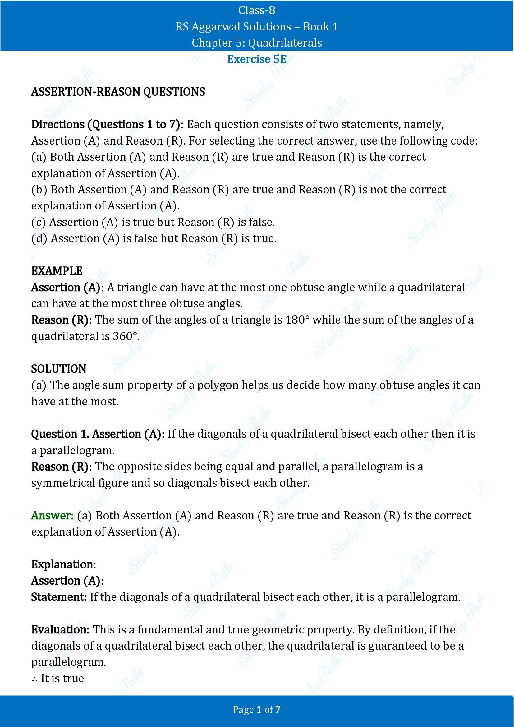 RS Aggarwal Solutions Class 8 Book 1 Chapter 5 Quadrilaterals Exercise 5E 00001