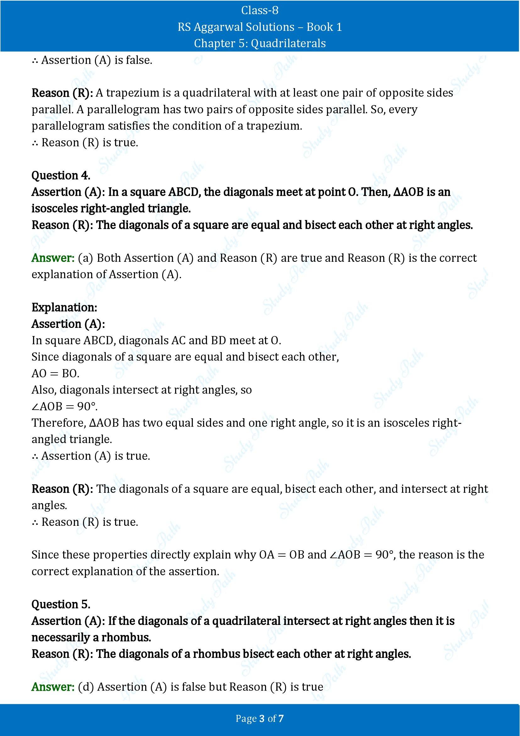 RS Aggarwal Solutions Class 8 Book 1 Chapter 5 Quadrilaterals Exercise 5E 00003