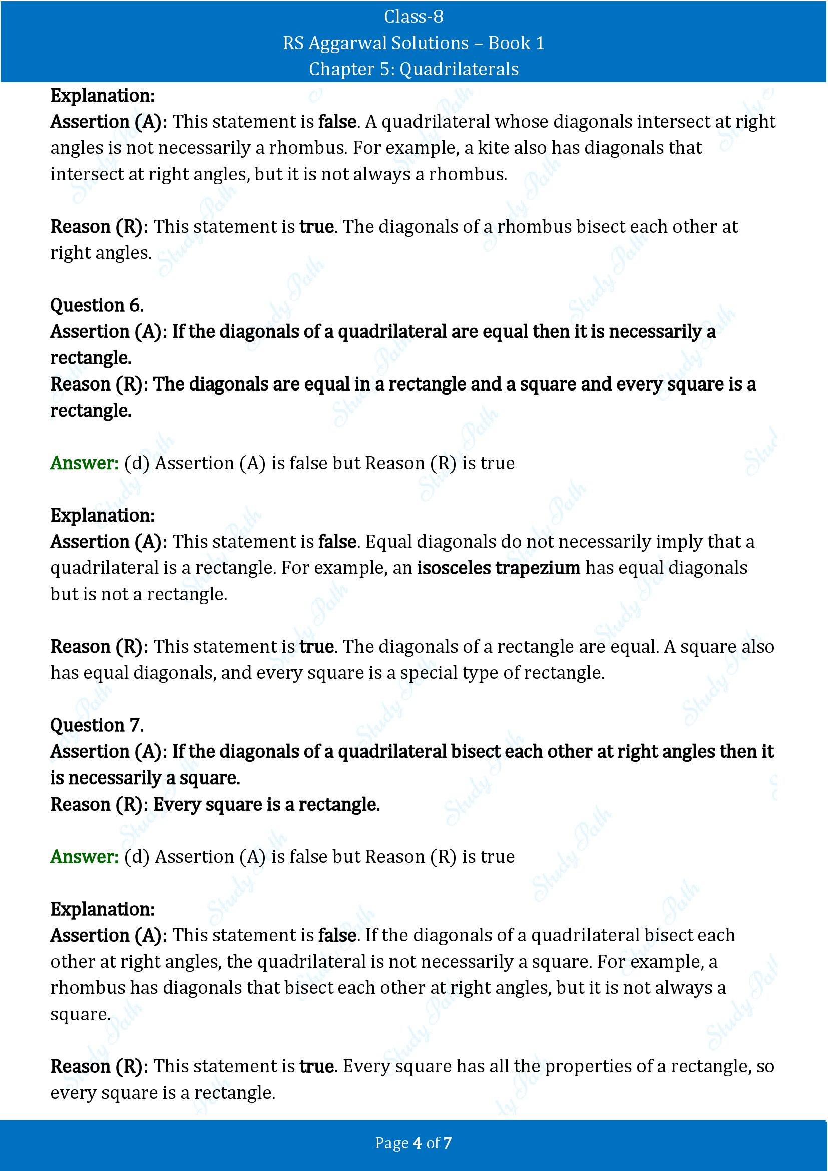 RS Aggarwal Solutions Class 8 Book 1 Chapter 5 Quadrilaterals Exercise 5E 00004