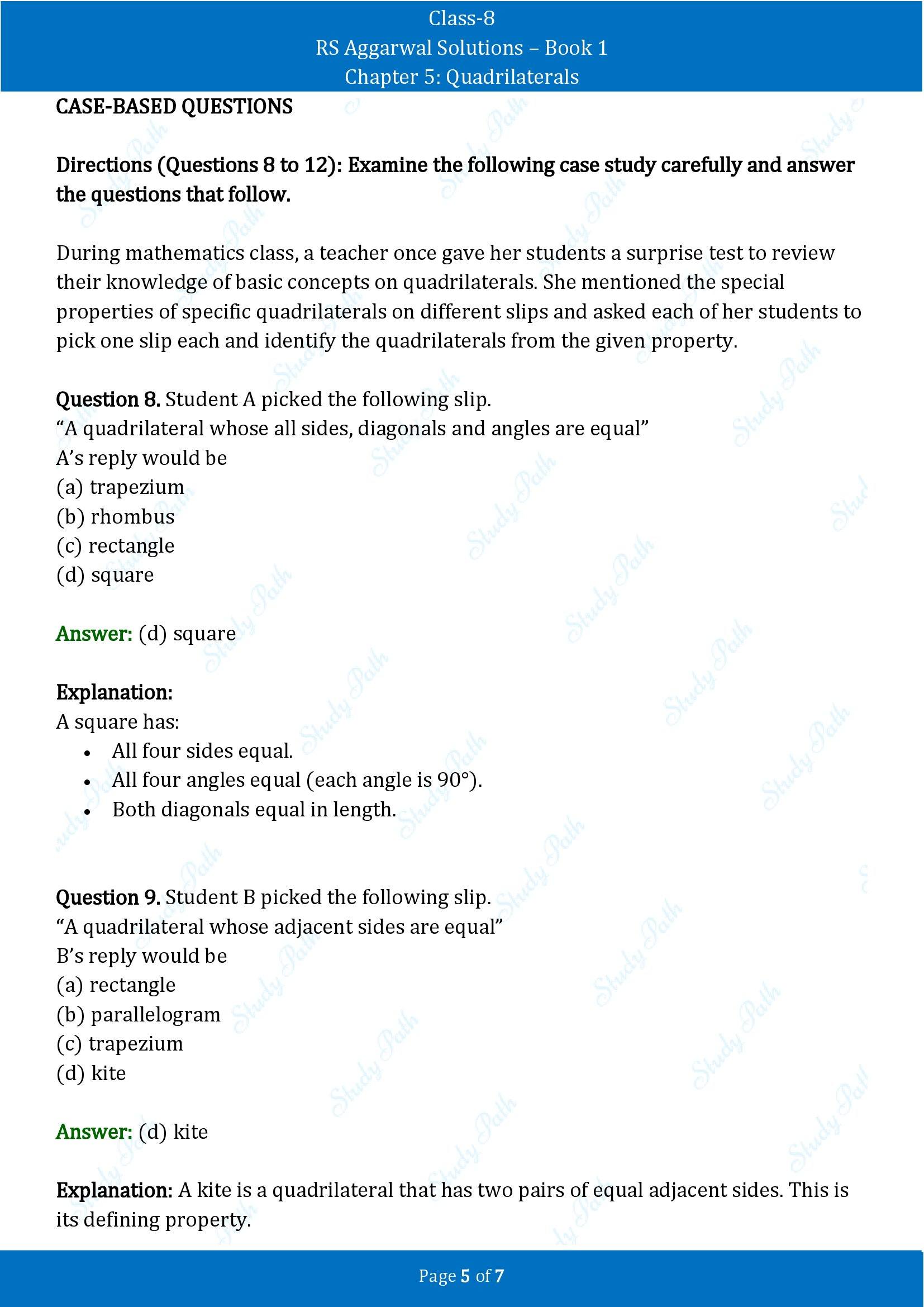 RS Aggarwal Solutions Class 8 Book 1 Chapter 5 Quadrilaterals Exercise 5E 00005
