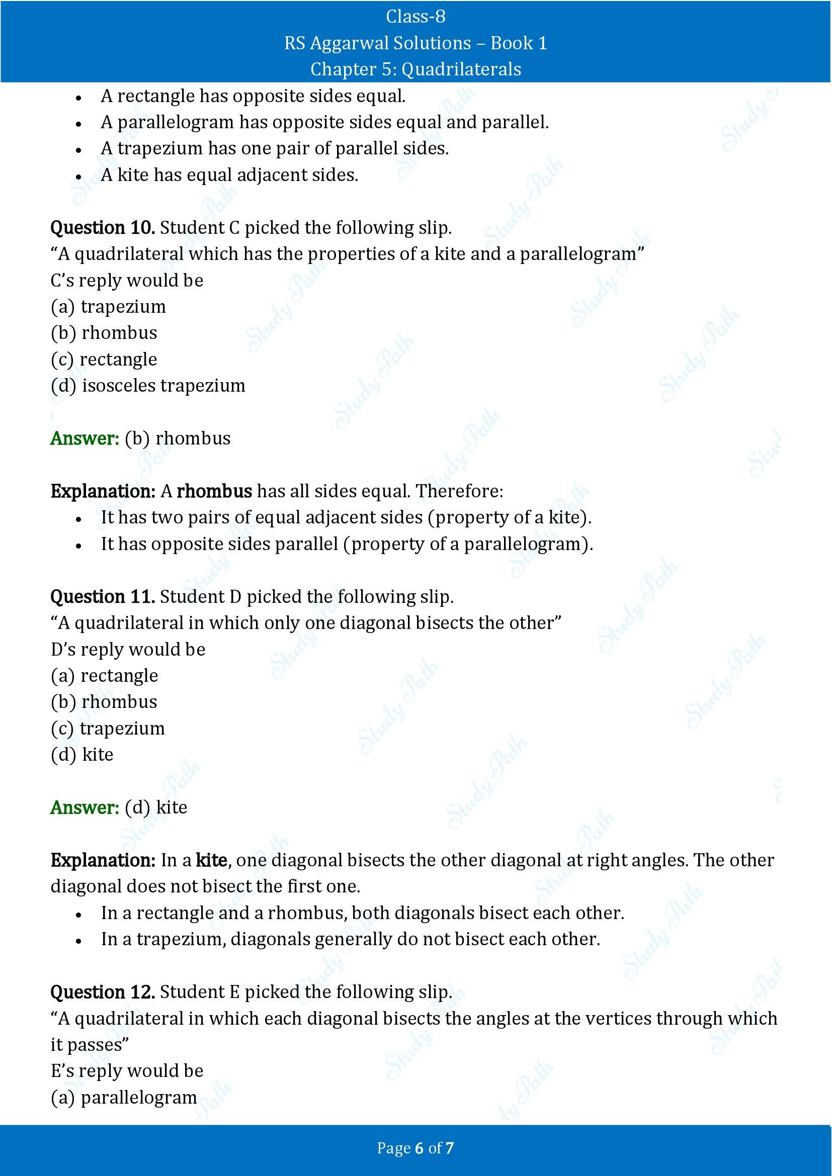 RS Aggarwal Solutions Class 8 Book 1 Chapter 5 Quadrilaterals Exercise 5E 00006