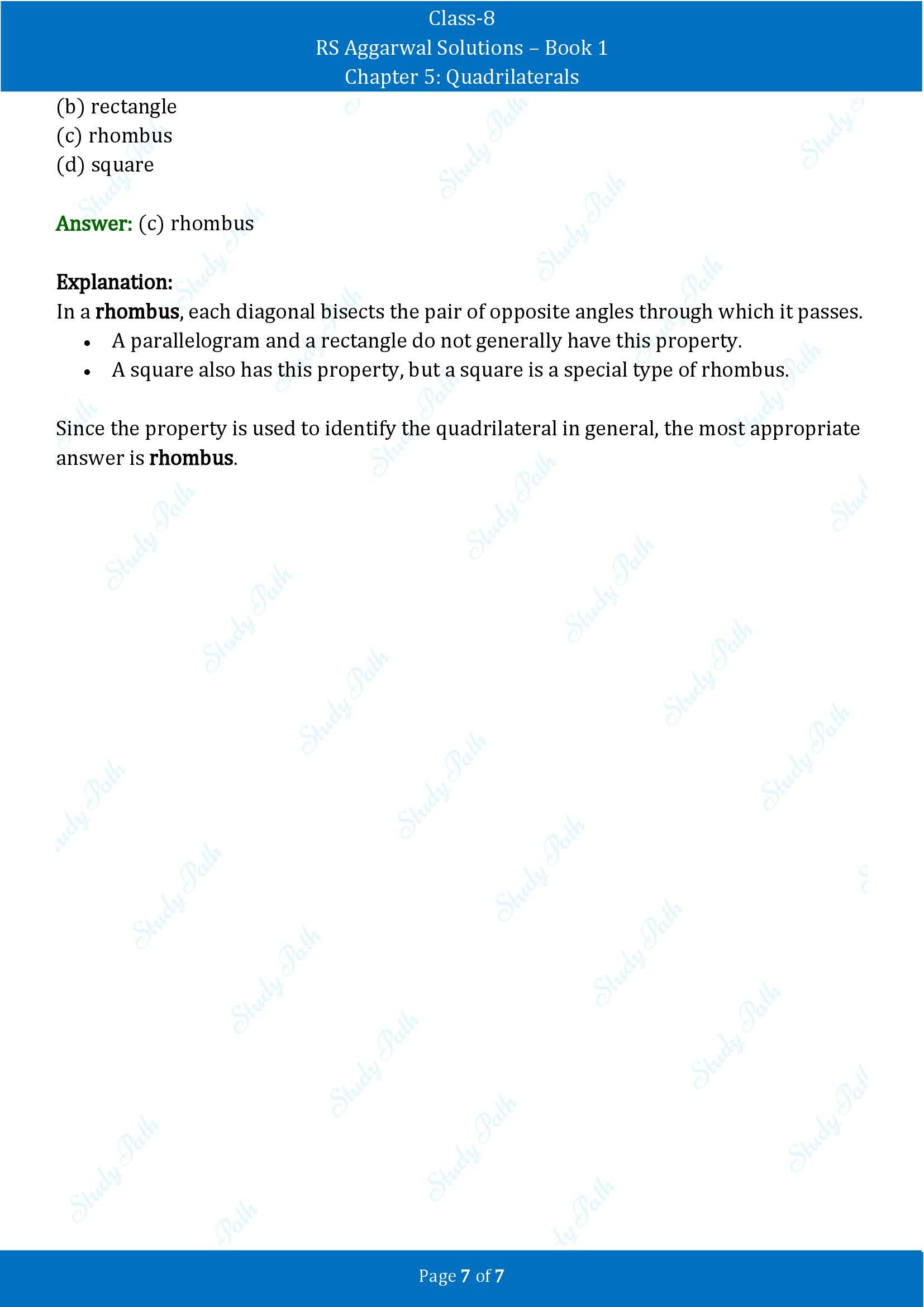 RS Aggarwal Solutions Class 8 Book 1 Chapter 5 Quadrilaterals Exercise 5E 00007
