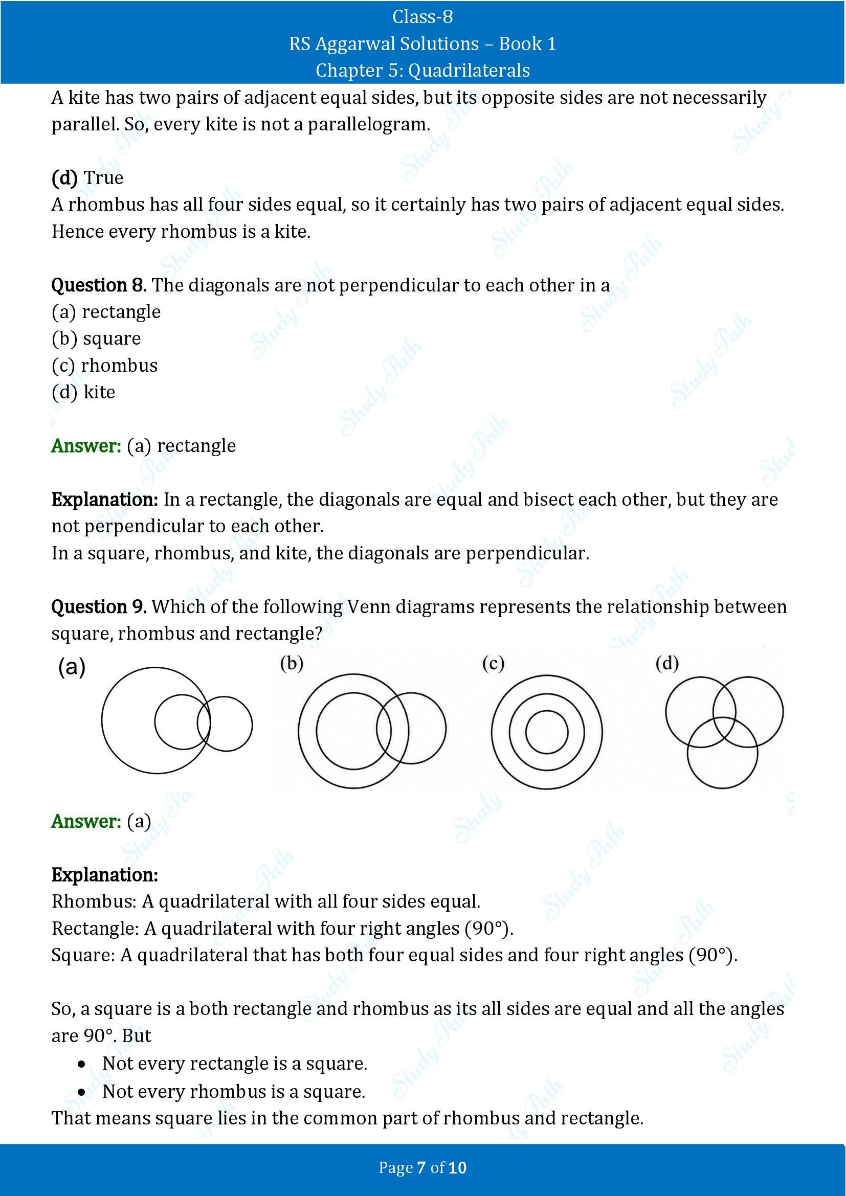 RS Aggarwal Solutions Class 8 Book 1 Chapter 5 Quadrilaterals Test Paper 5 00007