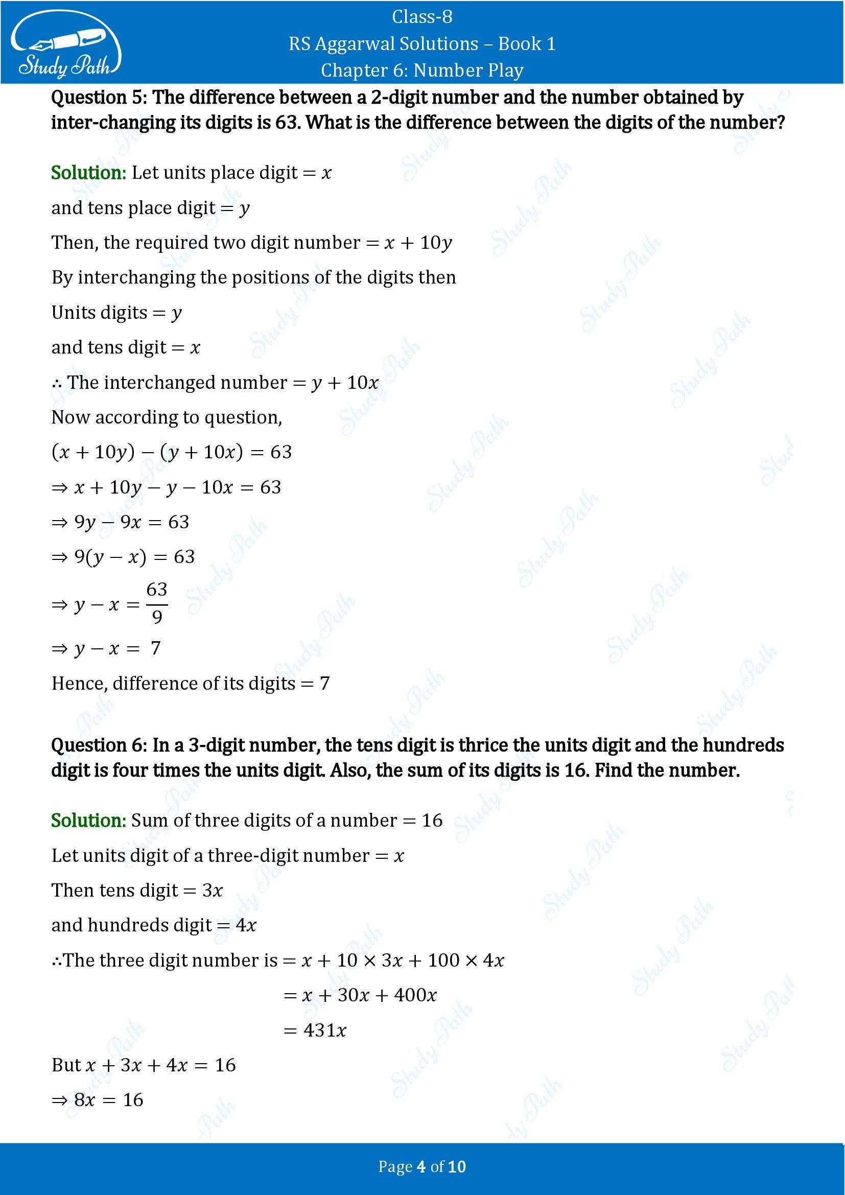 RS Aggarwal Solutions Class 8 Book 1 Chapter 6 Number Play Exercise 6A 00004