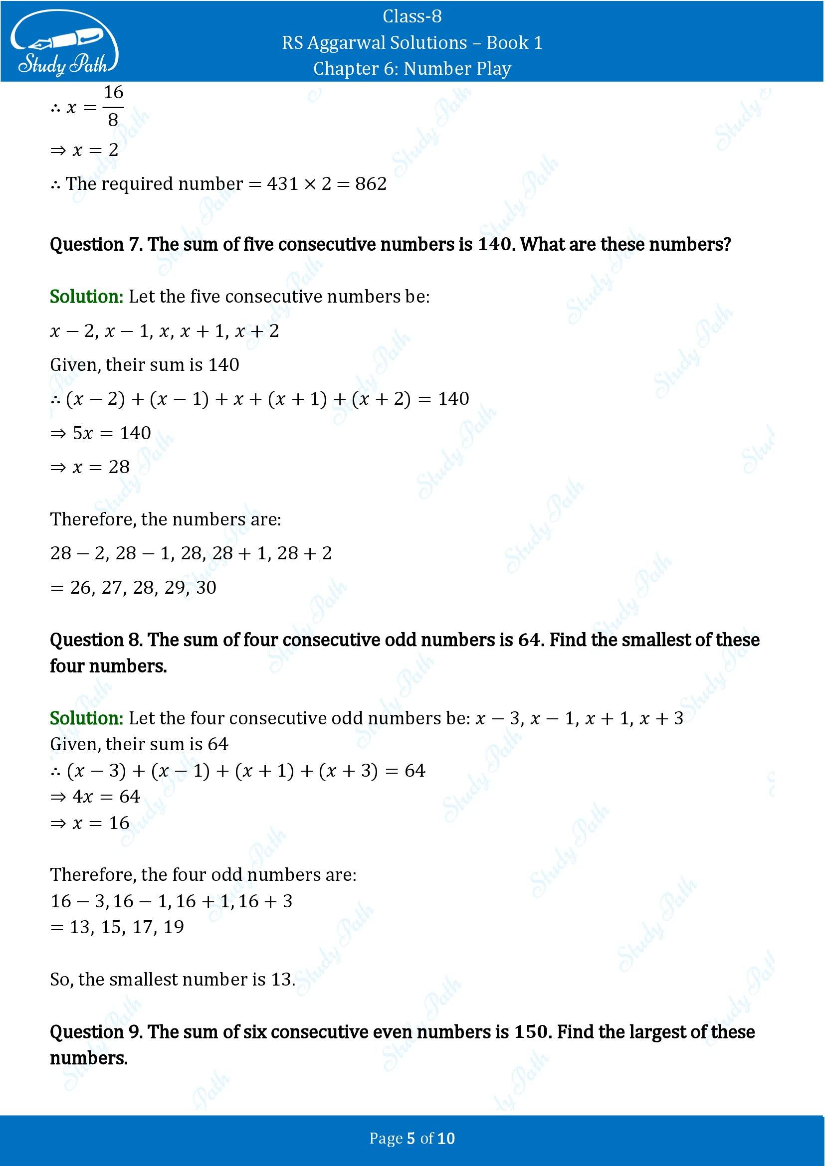 RS Aggarwal Solutions Class 8 Book 1 Chapter 6 Number Play Exercise 6A 00005
