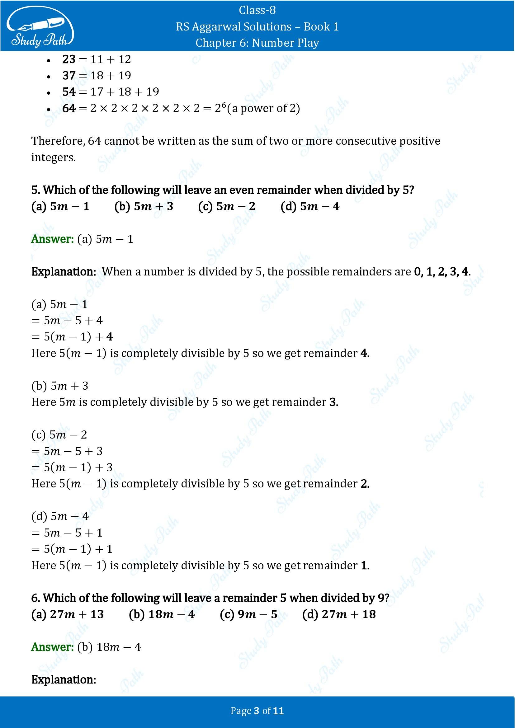 RS Aggarwal Solutions Class 8 Book 1 Chapter 6 Number Play Exercise 6D 00003
