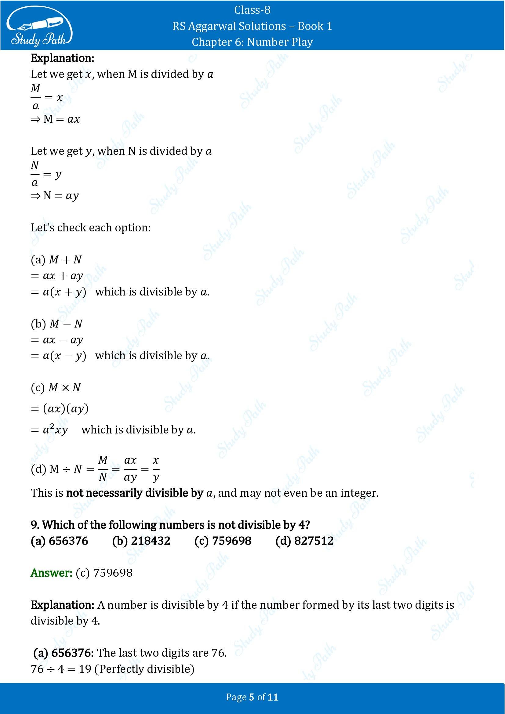 RS Aggarwal Solutions Class 8 Book 1 Chapter 6 Number Play Exercise 6D 00005