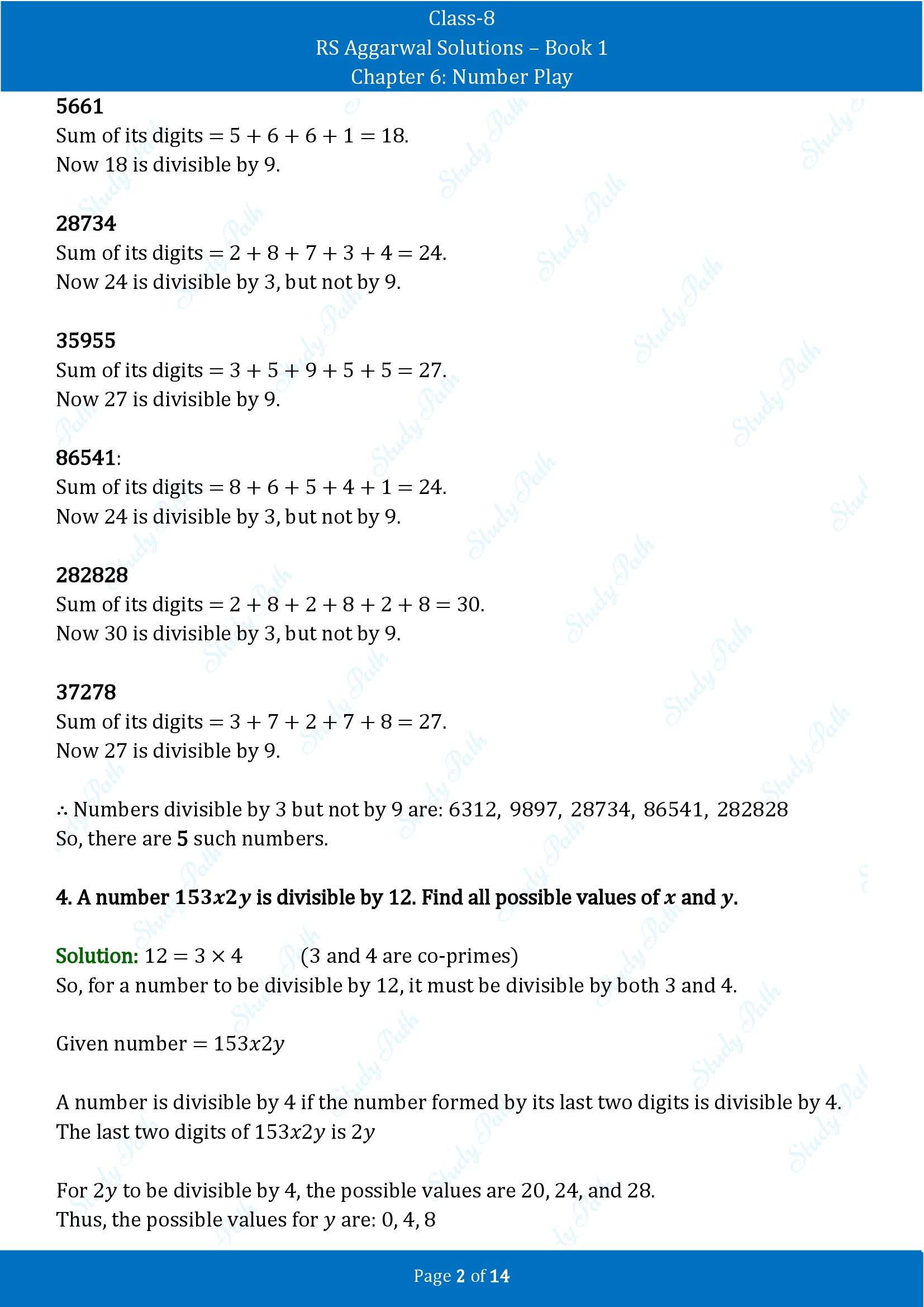 RS Aggarwal Solutions Class 8 Book 1 Chapter 6 Number Play Test Paper 6 00002