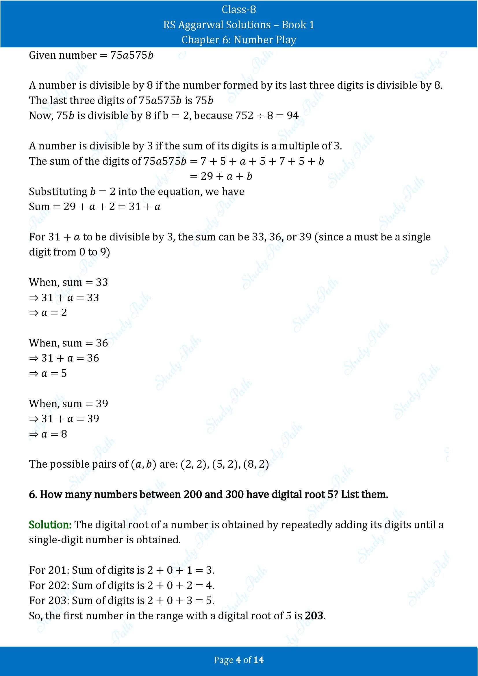 RS Aggarwal Solutions Class 8 Book 1 Chapter 6 Number Play Test Paper 6 00004