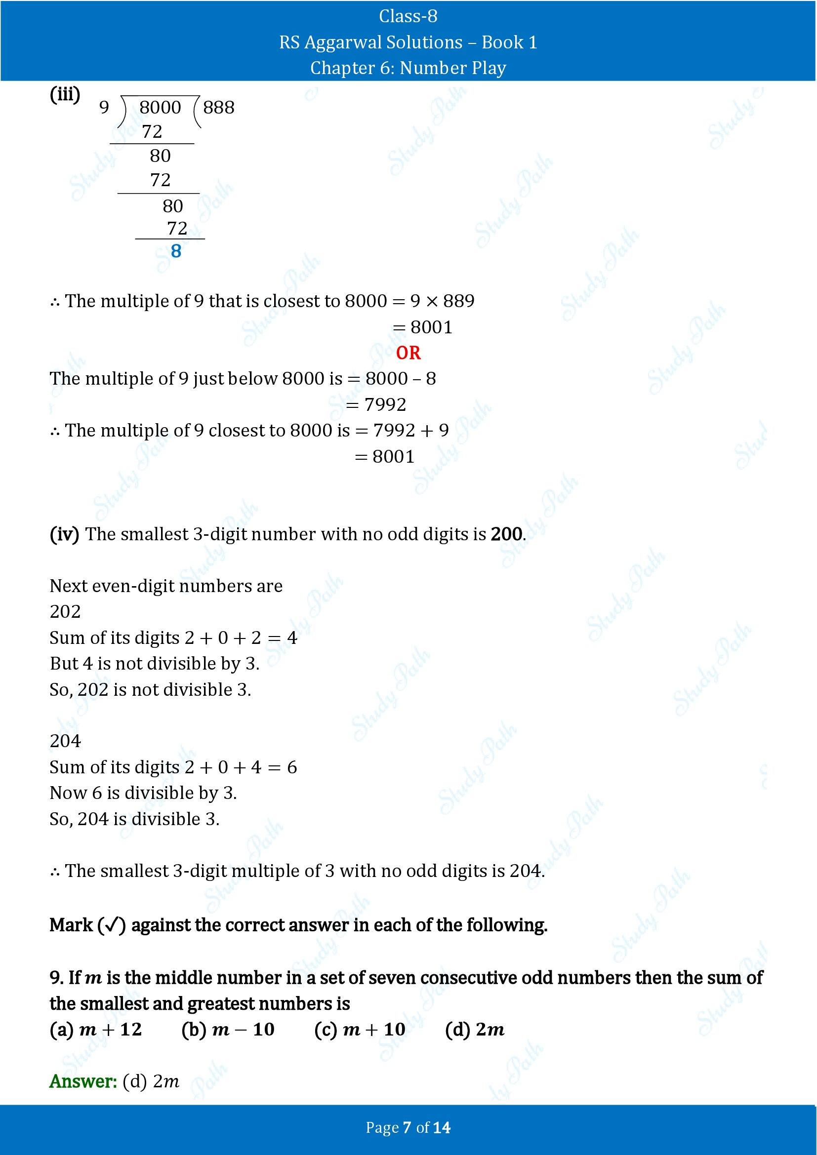 RS Aggarwal Solutions Class 8 Book 1 Chapter 6 Number Play Test Paper 6 00007