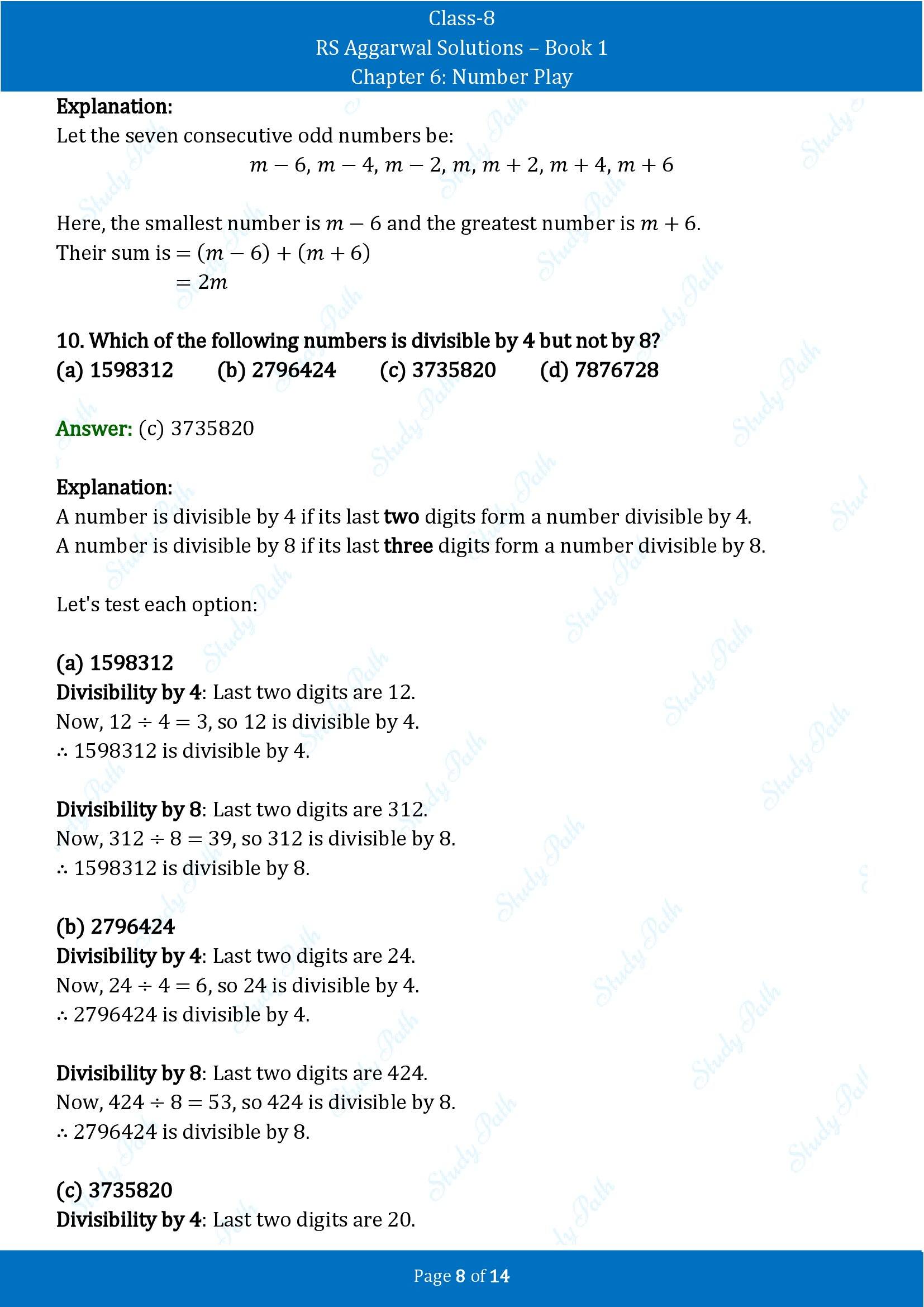 RS Aggarwal Solutions Class 8 Book 1 Chapter 6 Number Play Test Paper 6 00008