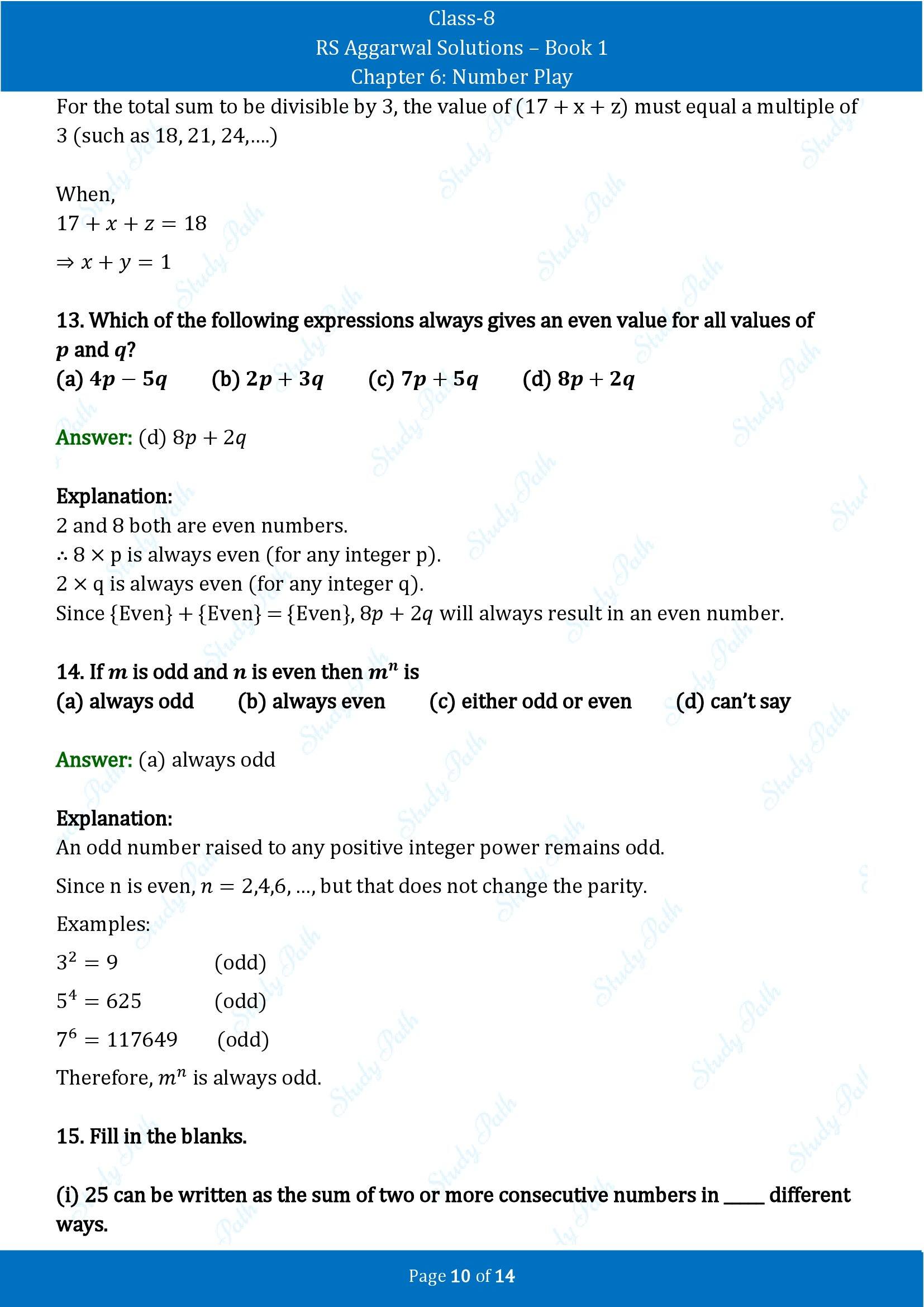 RS Aggarwal Solutions Class 8 Book 1 Chapter 6 Number Play Test Paper 6 00010
