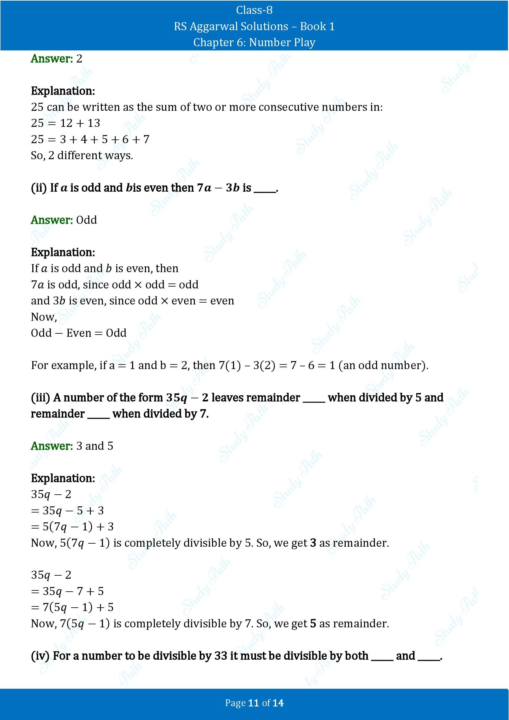RS Aggarwal Solutions Class 8 Book 1 Chapter 6 Number Play Test Paper 6 00011