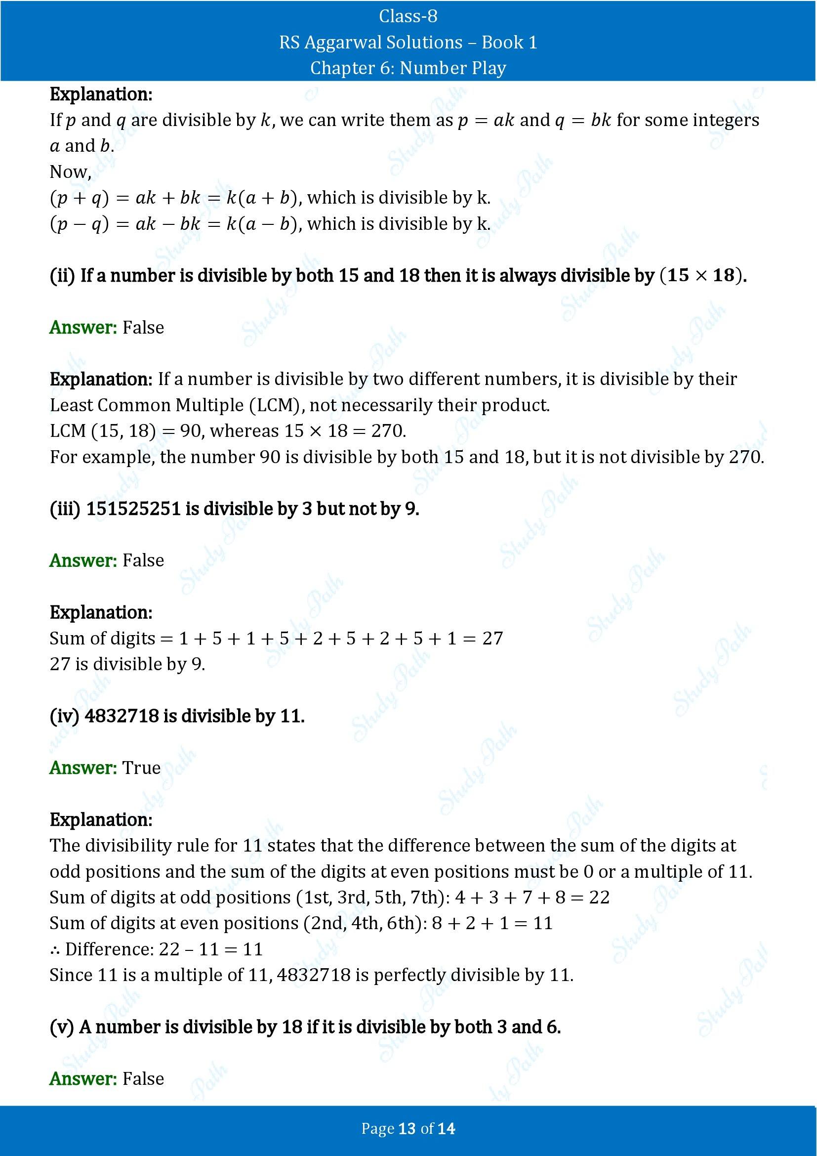 RS Aggarwal Solutions Class 8 Book 1 Chapter 6 Number Play Test Paper 6 00013