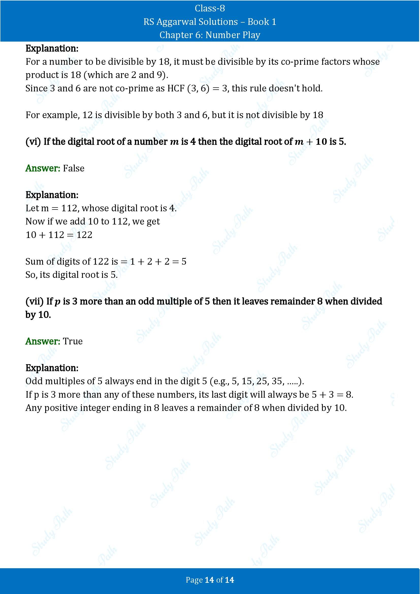 RS Aggarwal Solutions Class 8 Book 1 Chapter 6 Number Play Test Paper 6 00014