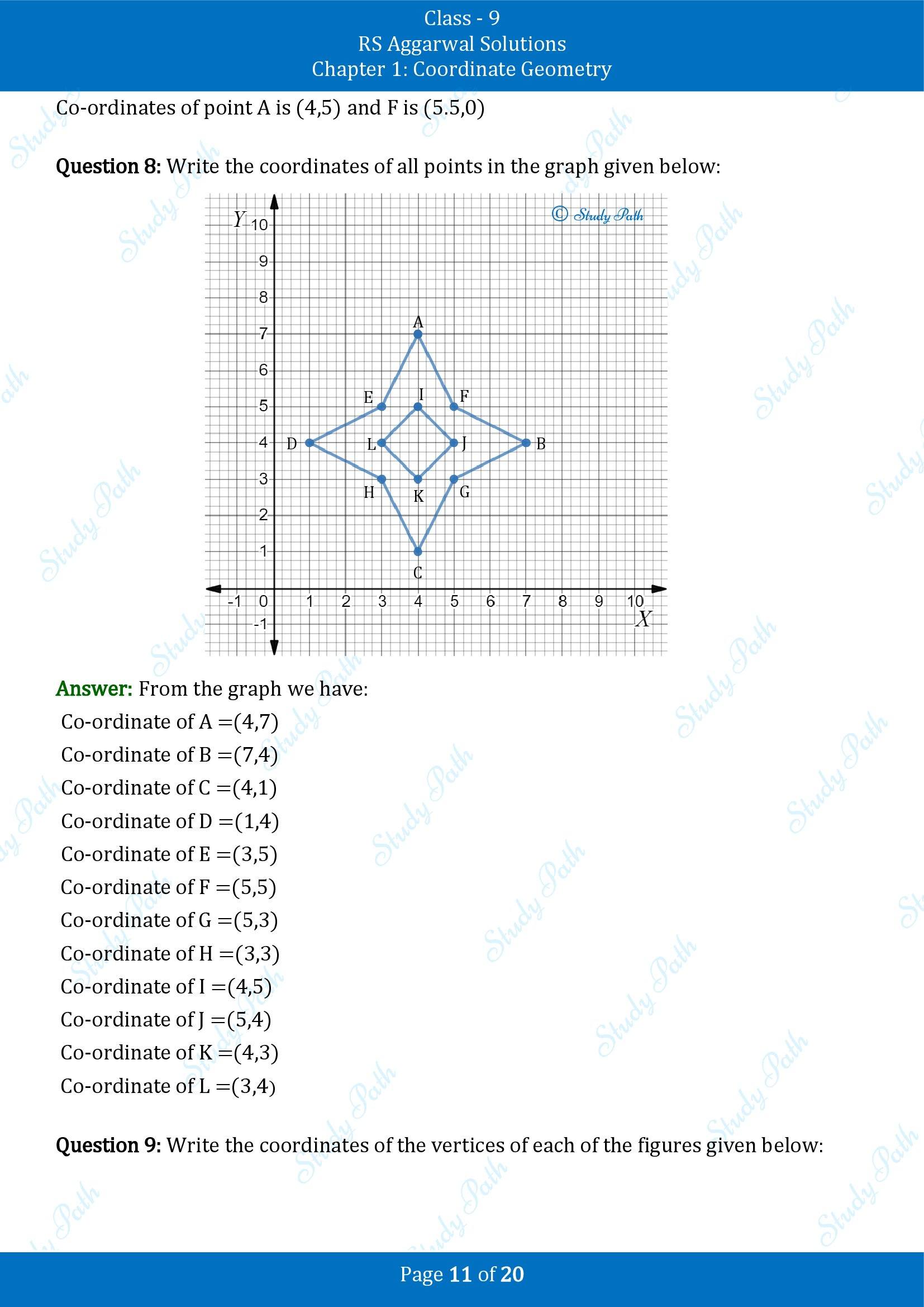 RS Aggarwal Solutions Class 9 Chapter 1 Coordinate Geometry Exercise 1A 00011