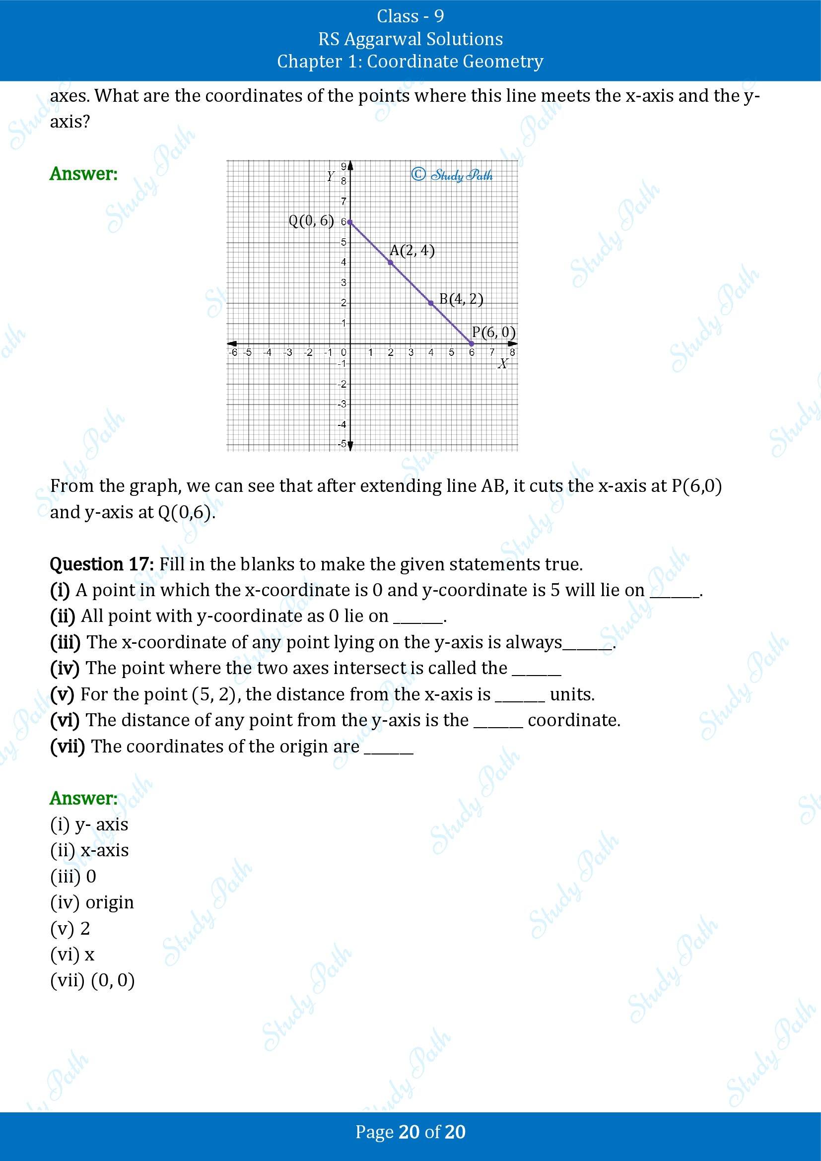 RS Aggarwal Solutions Class 9 Chapter 1 Coordinate Geometry Exercise 1A 00020