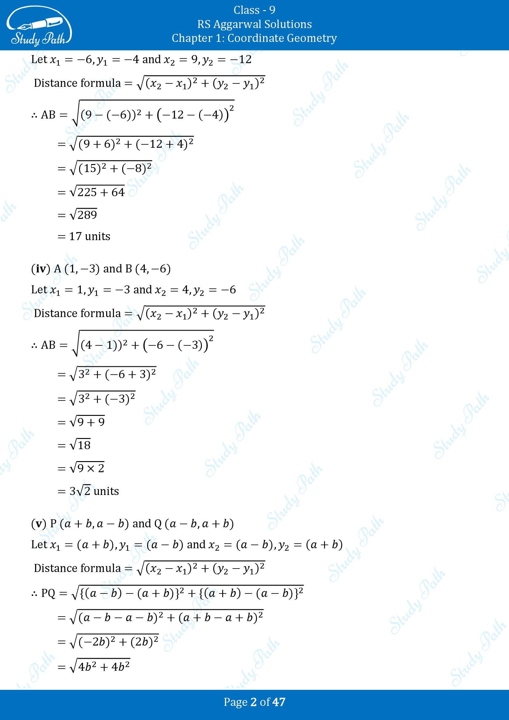 RS Aggarwal Solutions Class 9 Chapter 1 Coordinate Geometry Exercise 1B 00002
