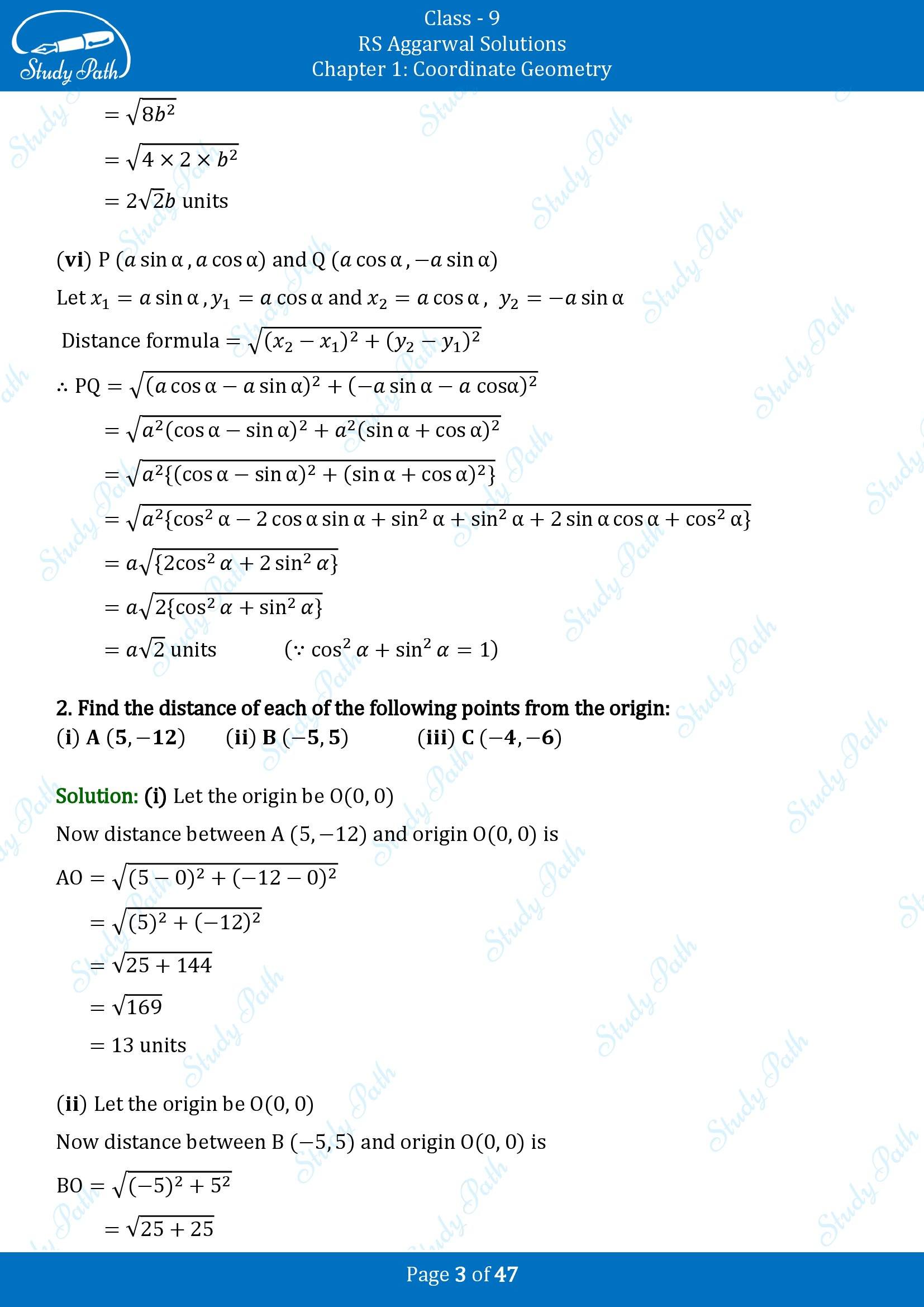 RS Aggarwal Solutions Class 9 Chapter 1 Coordinate Geometry Exercise 1B 00003