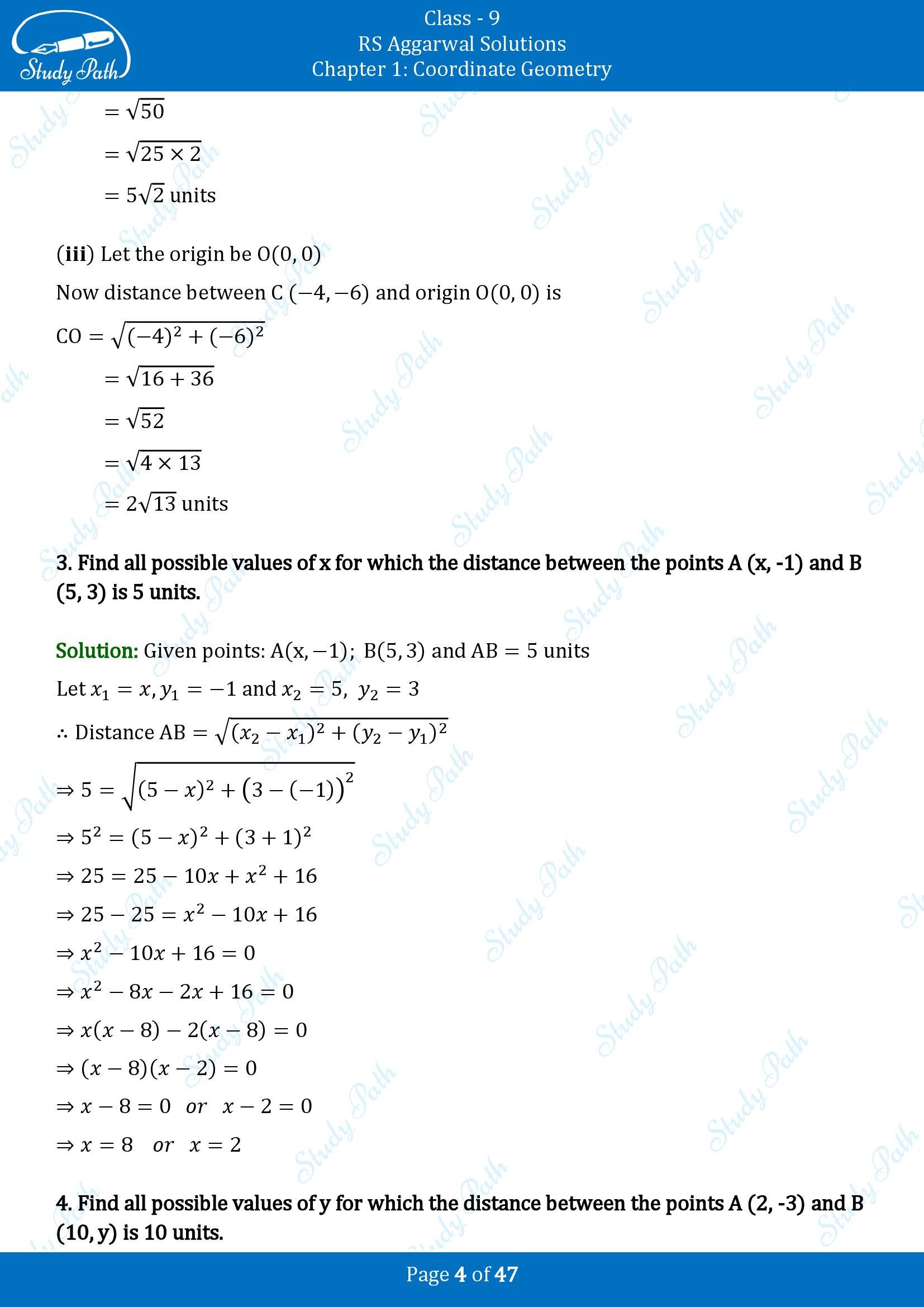 RS Aggarwal Solutions Class 9 Chapter 1 Coordinate Geometry Exercise 1B 00004