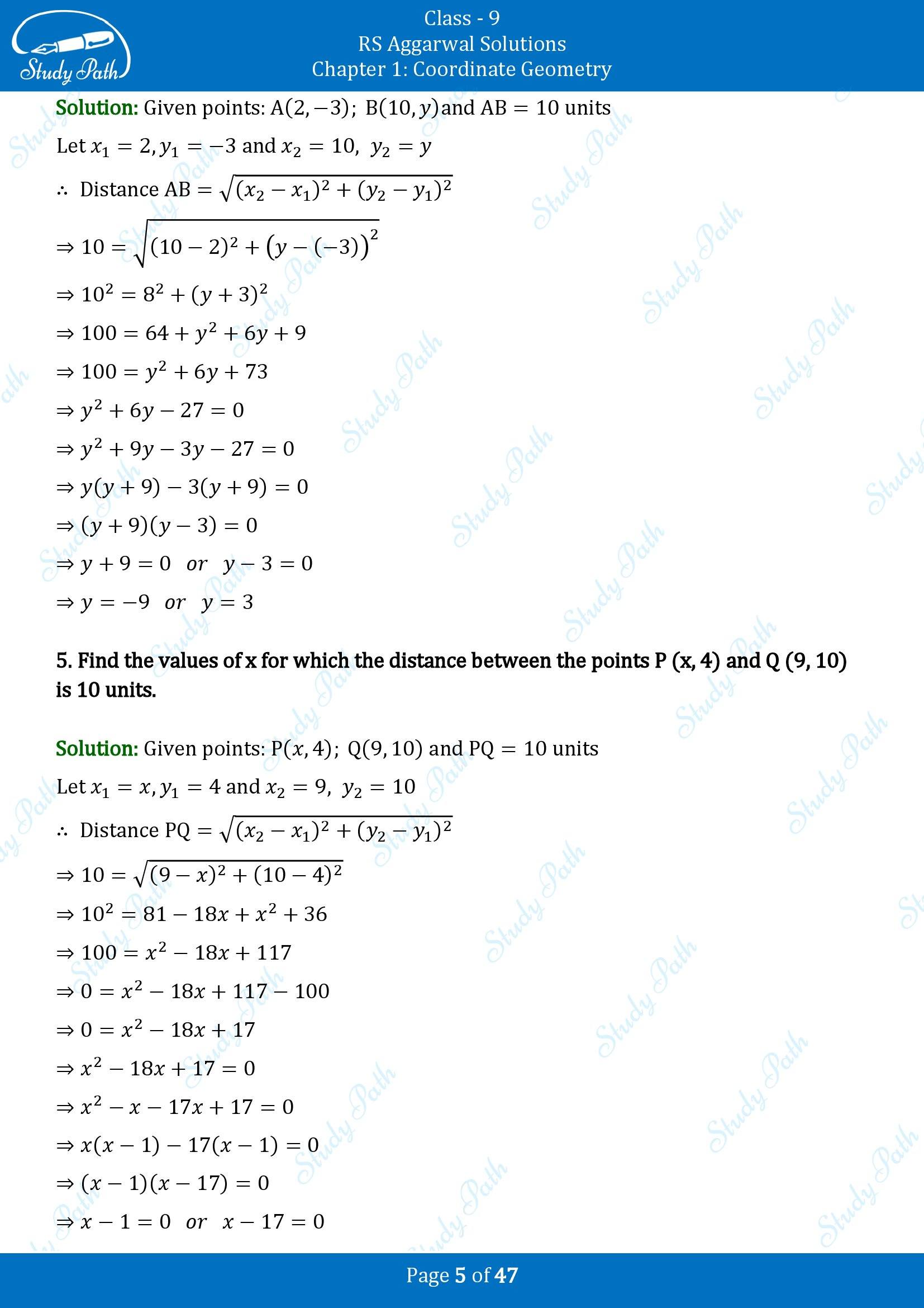 RS Aggarwal Solutions Class 9 Chapter 1 Coordinate Geometry Exercise 1B 00005