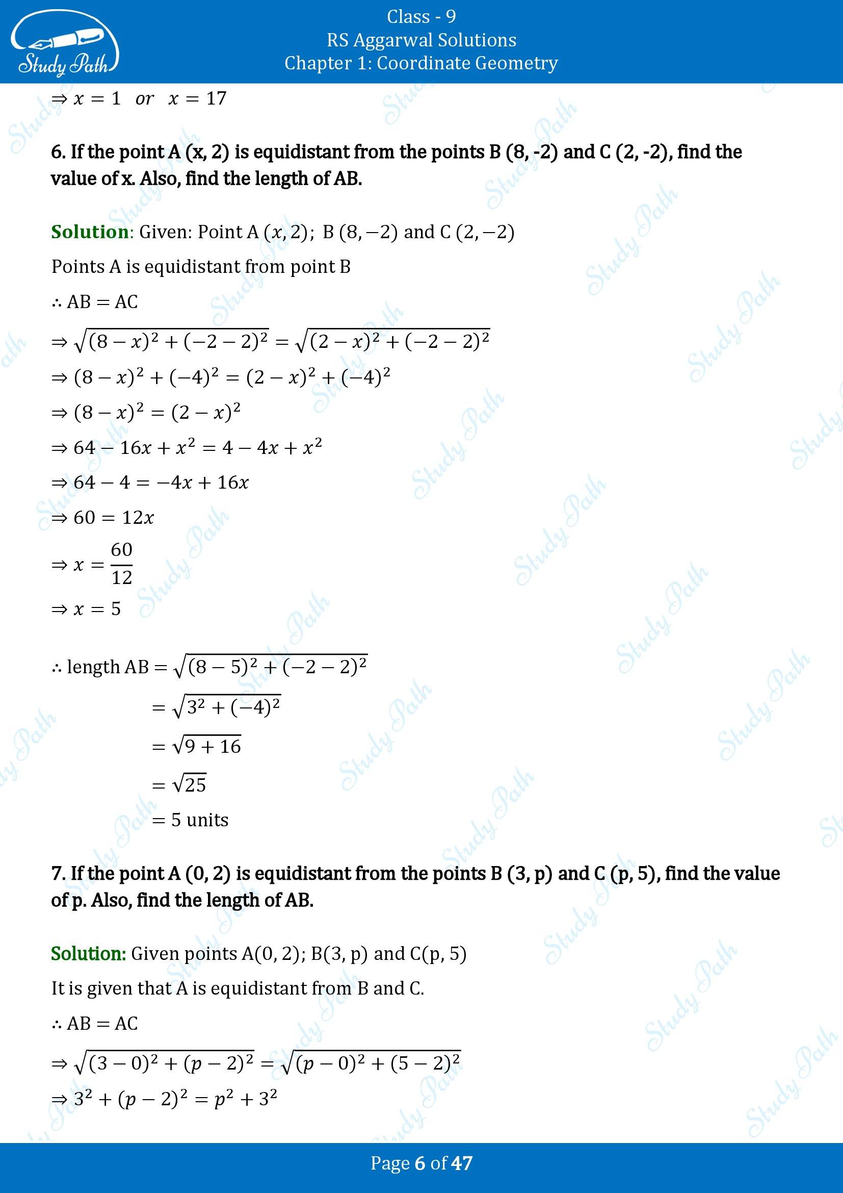 RS Aggarwal Solutions Class 9 Chapter 1 Coordinate Geometry Exercise 1B 00006