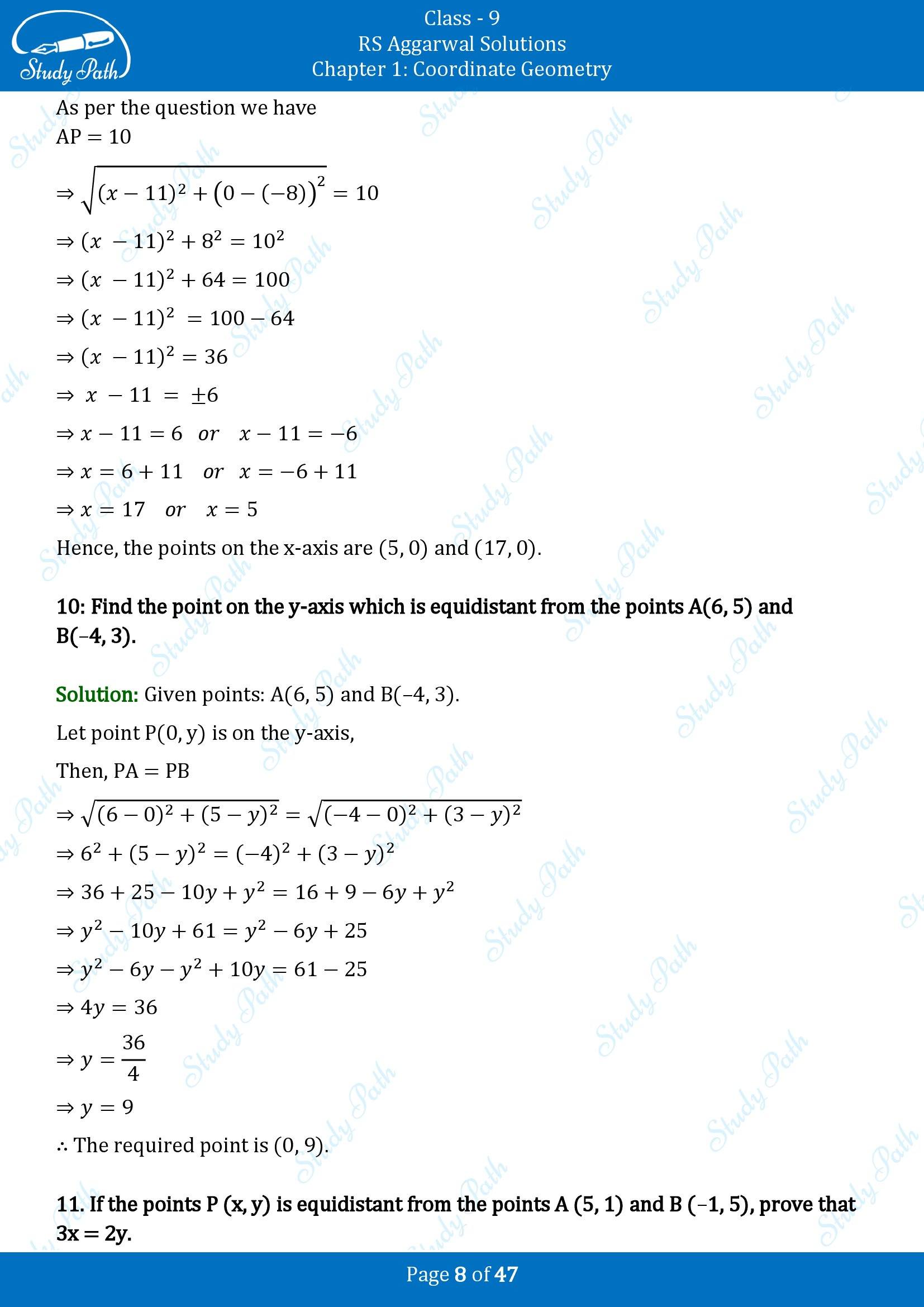 RS Aggarwal Solutions Class 9 Chapter 1 Coordinate Geometry Exercise 1B 00008