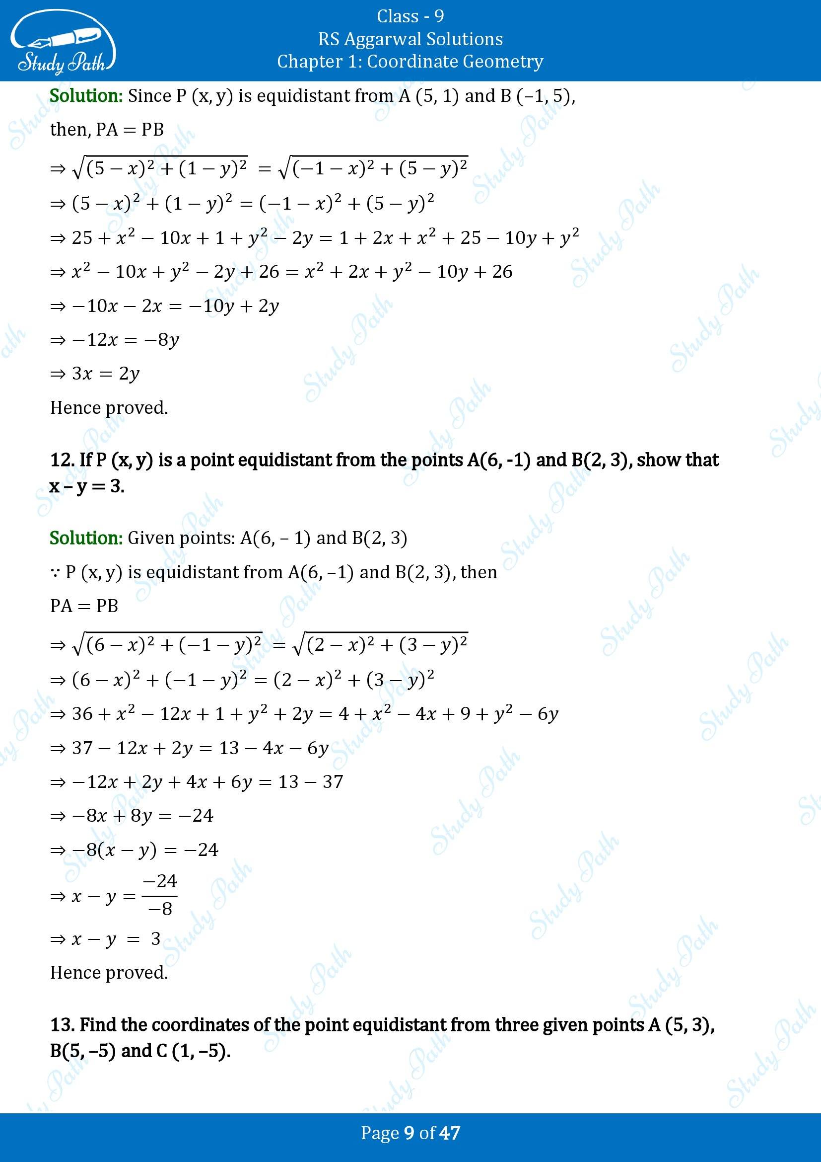 RS Aggarwal Solutions Class 9 Chapter 1 Coordinate Geometry Exercise 1B 00009