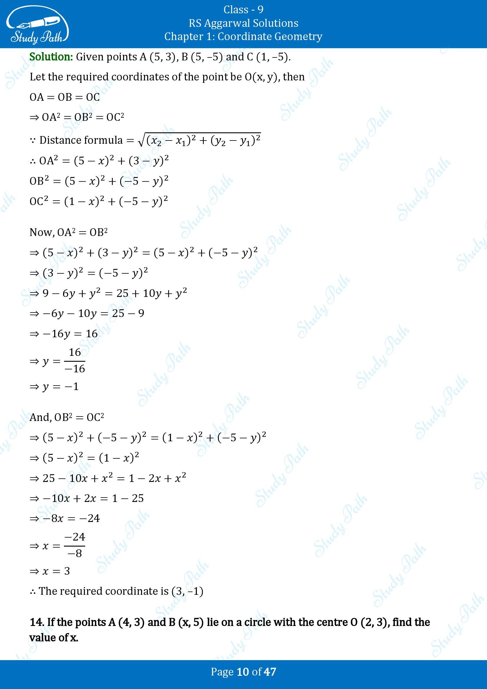 RS Aggarwal Solutions Class 9 Chapter 1 Coordinate Geometry Exercise 1B 00010