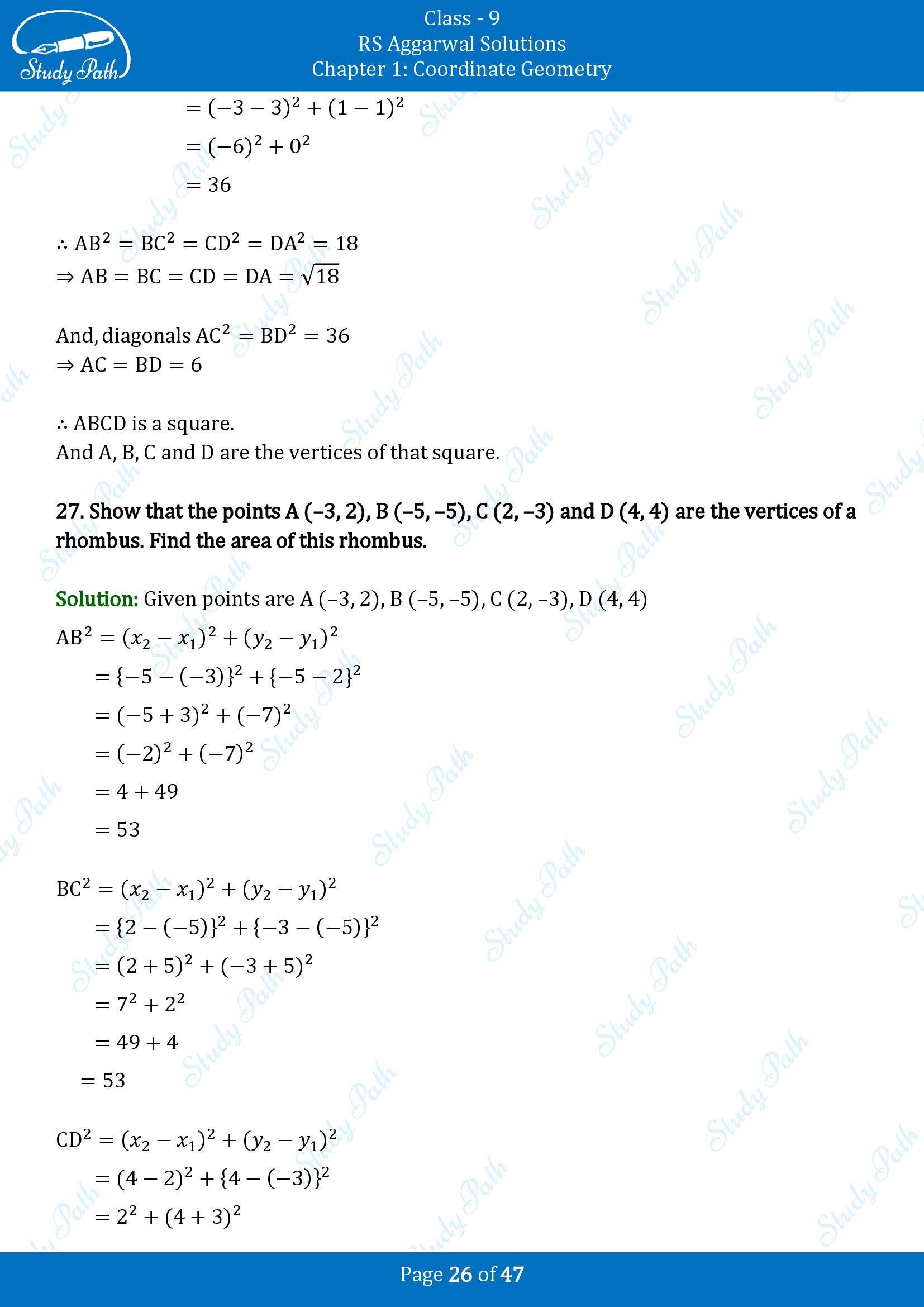 RS Aggarwal Solutions Class 9 Chapter 1 Coordinate Geometry Exercise 1B 00026