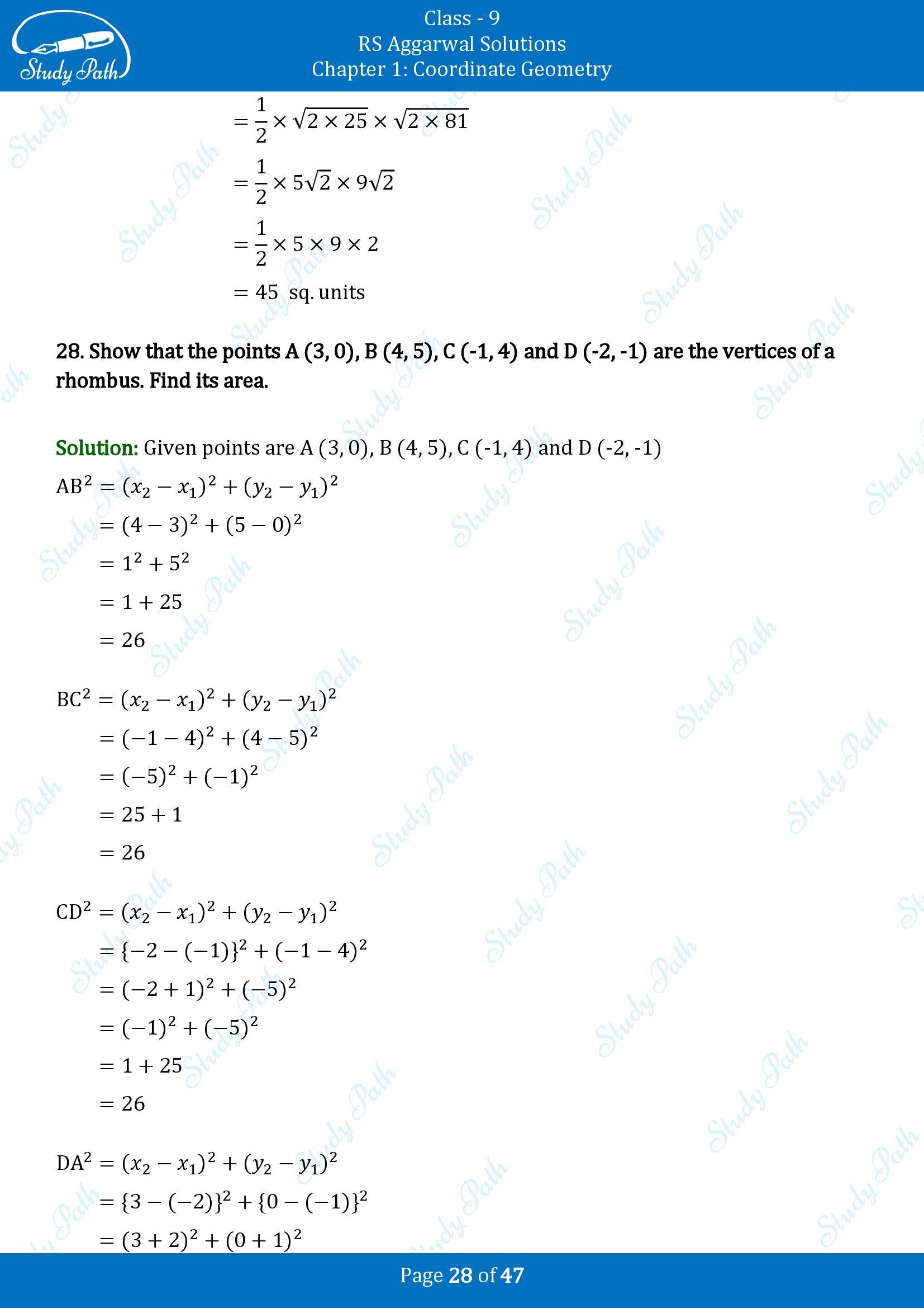 RS Aggarwal Solutions Class 9 Chapter 1 Coordinate Geometry Exercise 1B 00028