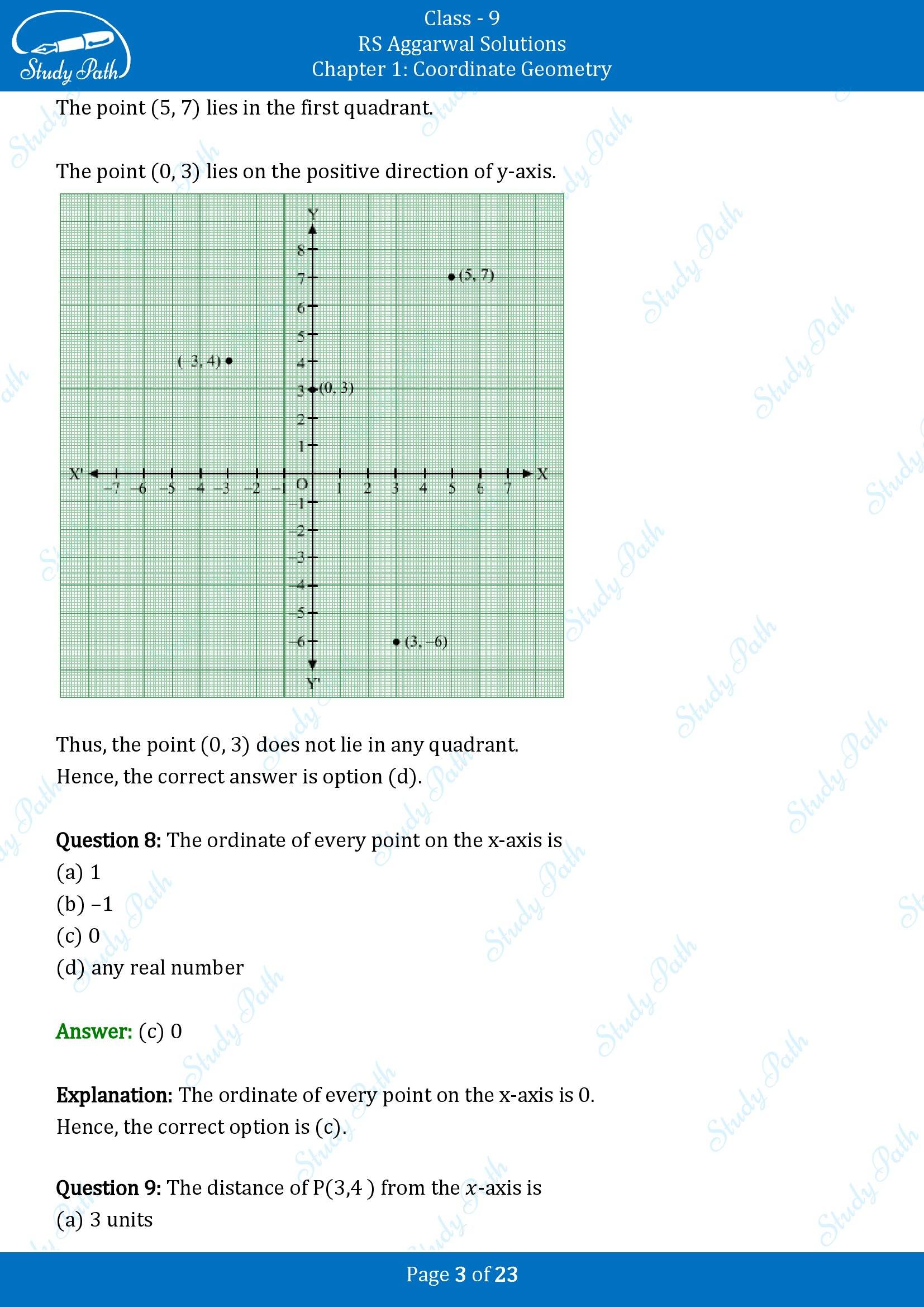 RS Aggarwal Solutions Class 9 Chapter 1 Coordinate Geometry Multiple Choice Question MCQs 00003