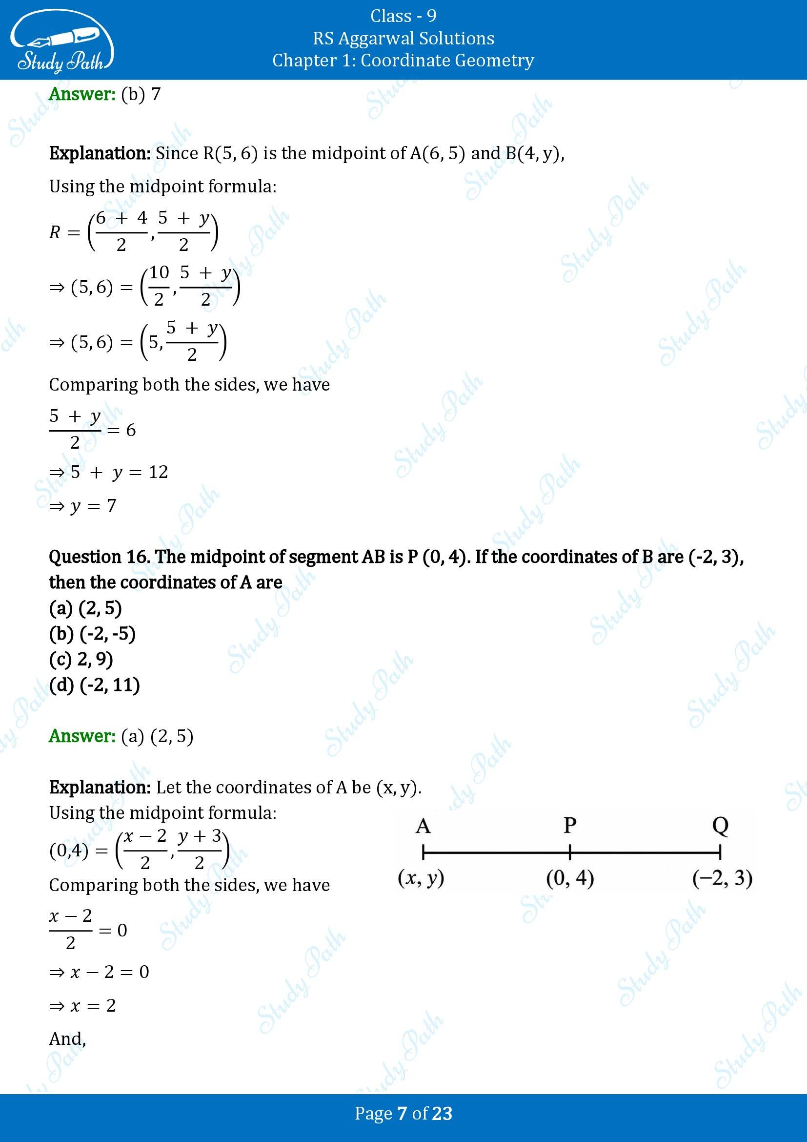 RS Aggarwal Solutions Class 9 Chapter 1 Coordinate Geometry Multiple Choice Question MCQs 00007