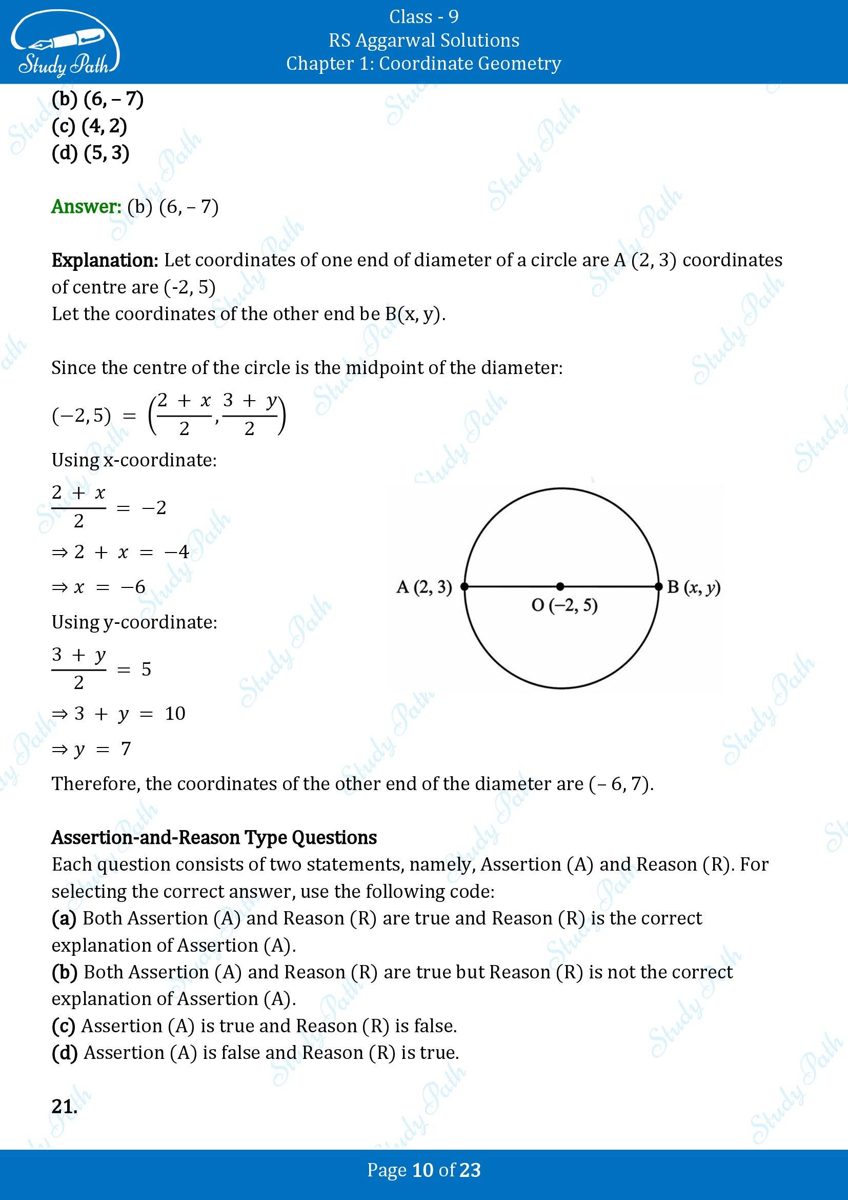 RS Aggarwal Solutions Class 9 Chapter 1 Coordinate Geometry Multiple Choice Question MCQs 00010