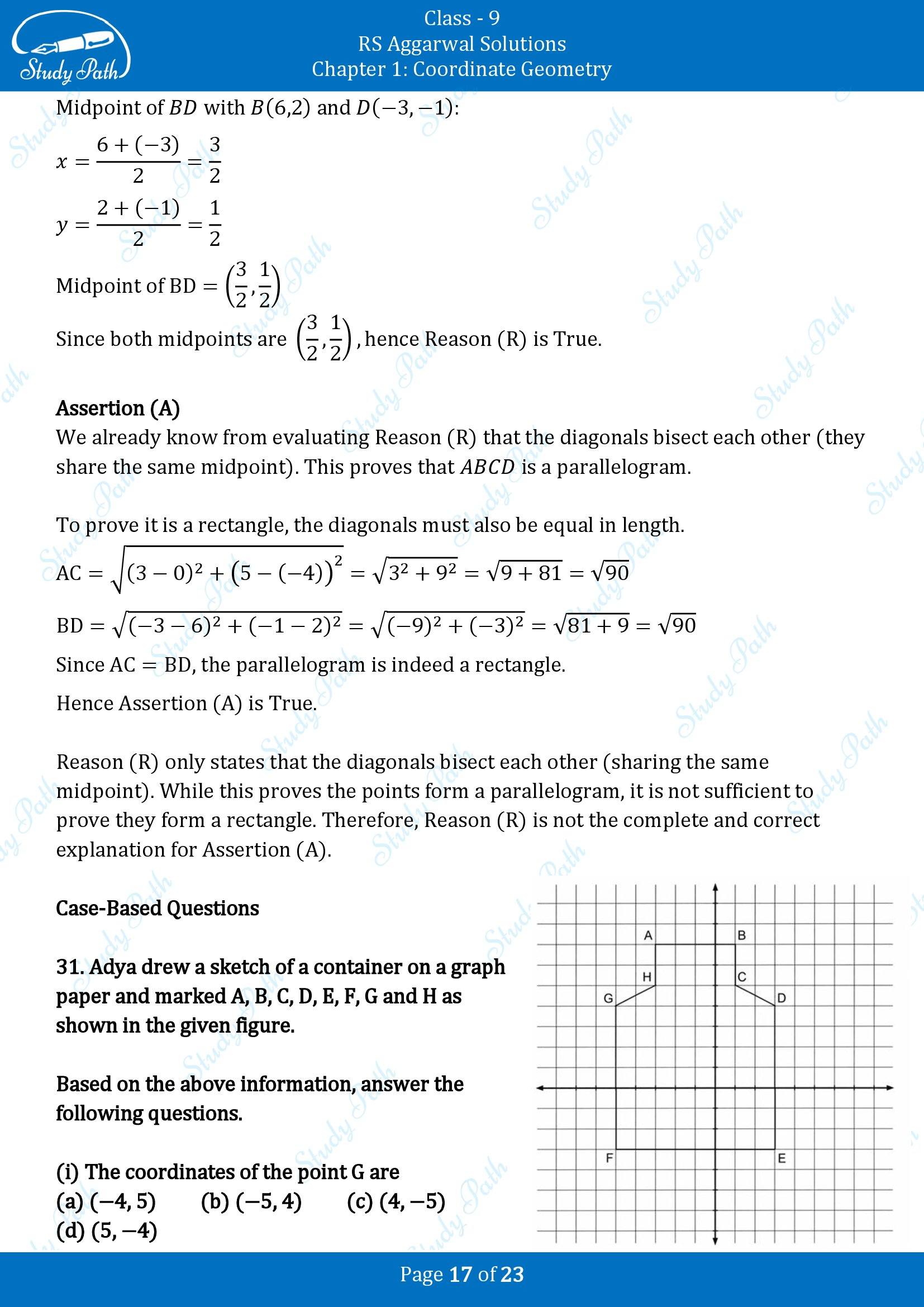 RS Aggarwal Solutions Class 9 Chapter 1 Coordinate Geometry Multiple Choice Question MCQs 00017