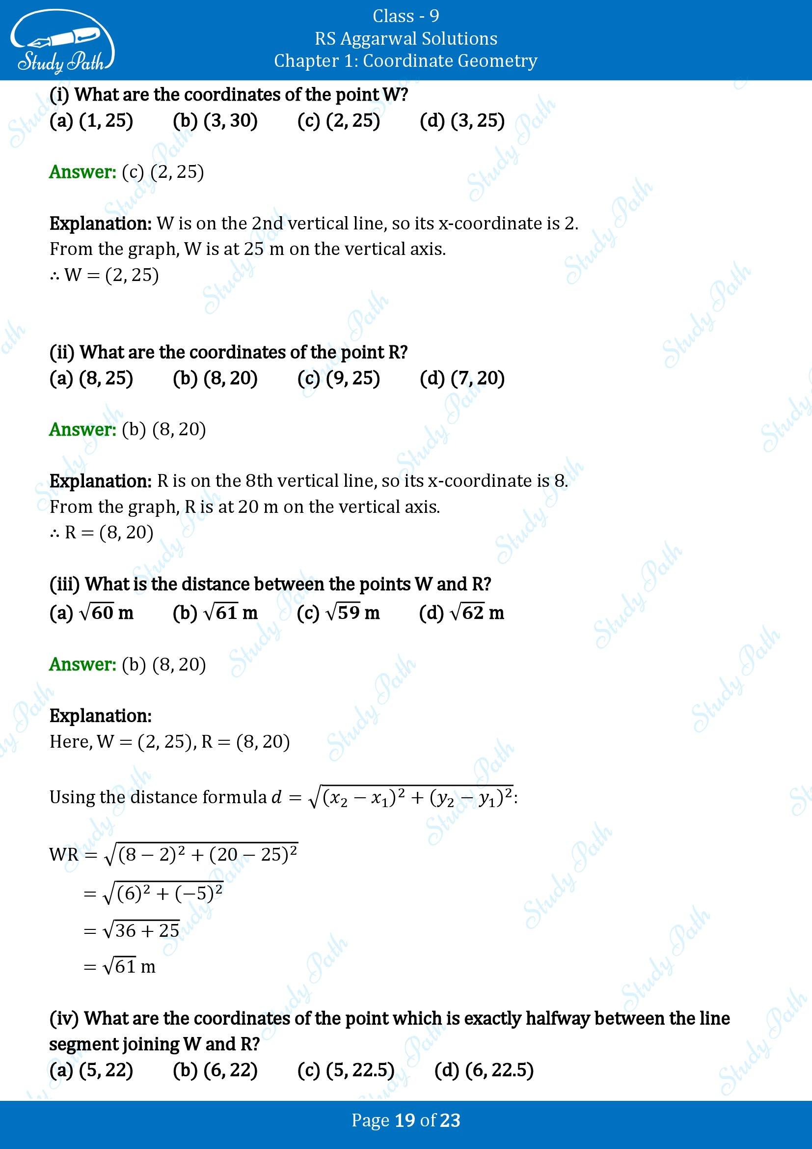 RS Aggarwal Solutions Class 9 Chapter 1 Coordinate Geometry Multiple Choice Question MCQs 00019