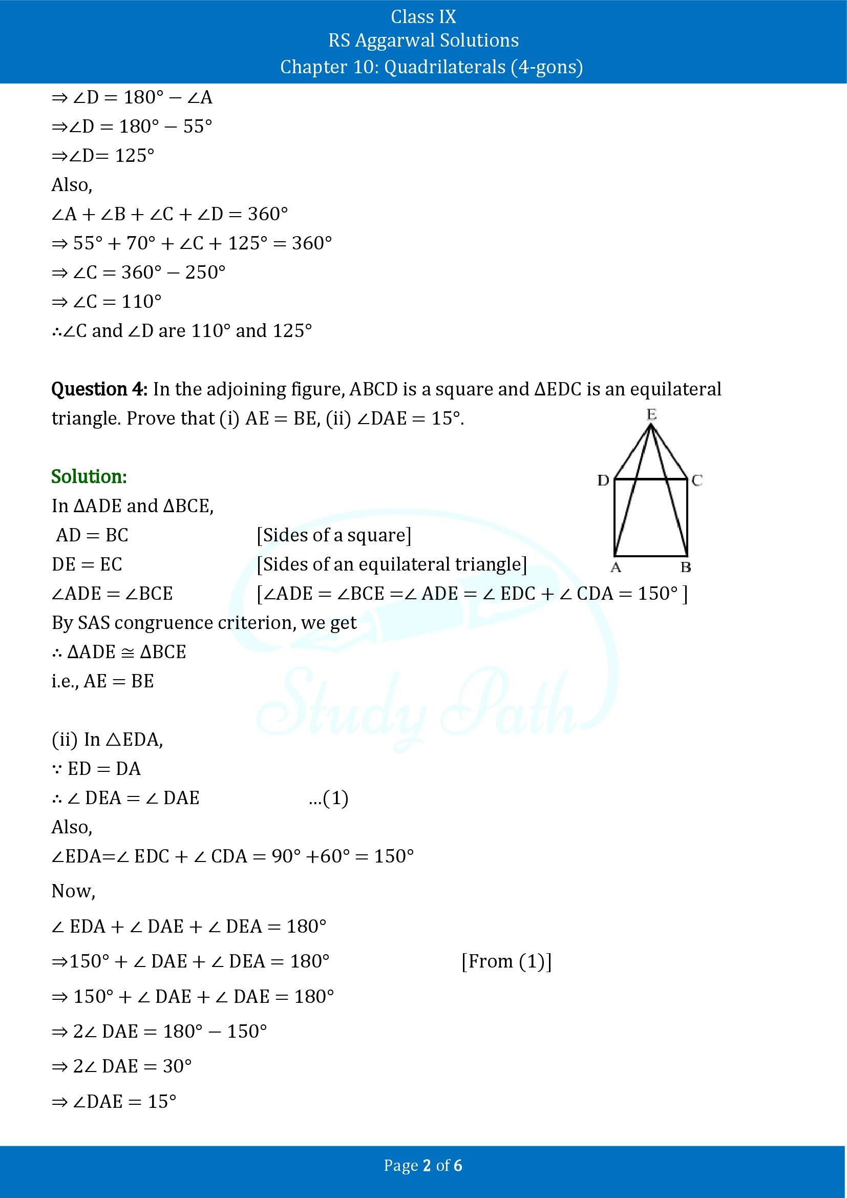 RS Aggarwal Solutions Class 9 Chapter 10 Quadrilaterals 4 gons Exercise 10A 00002