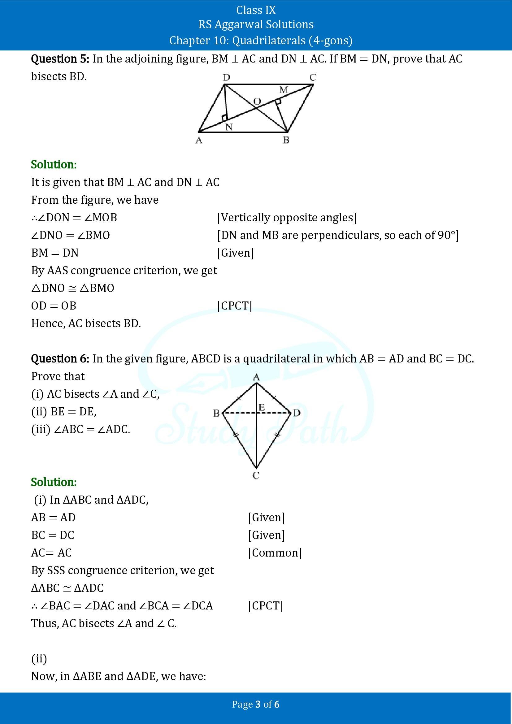 RS Aggarwal Solutions Class 9 Chapter 10 Quadrilaterals 4 gons Exercise 10A 00003