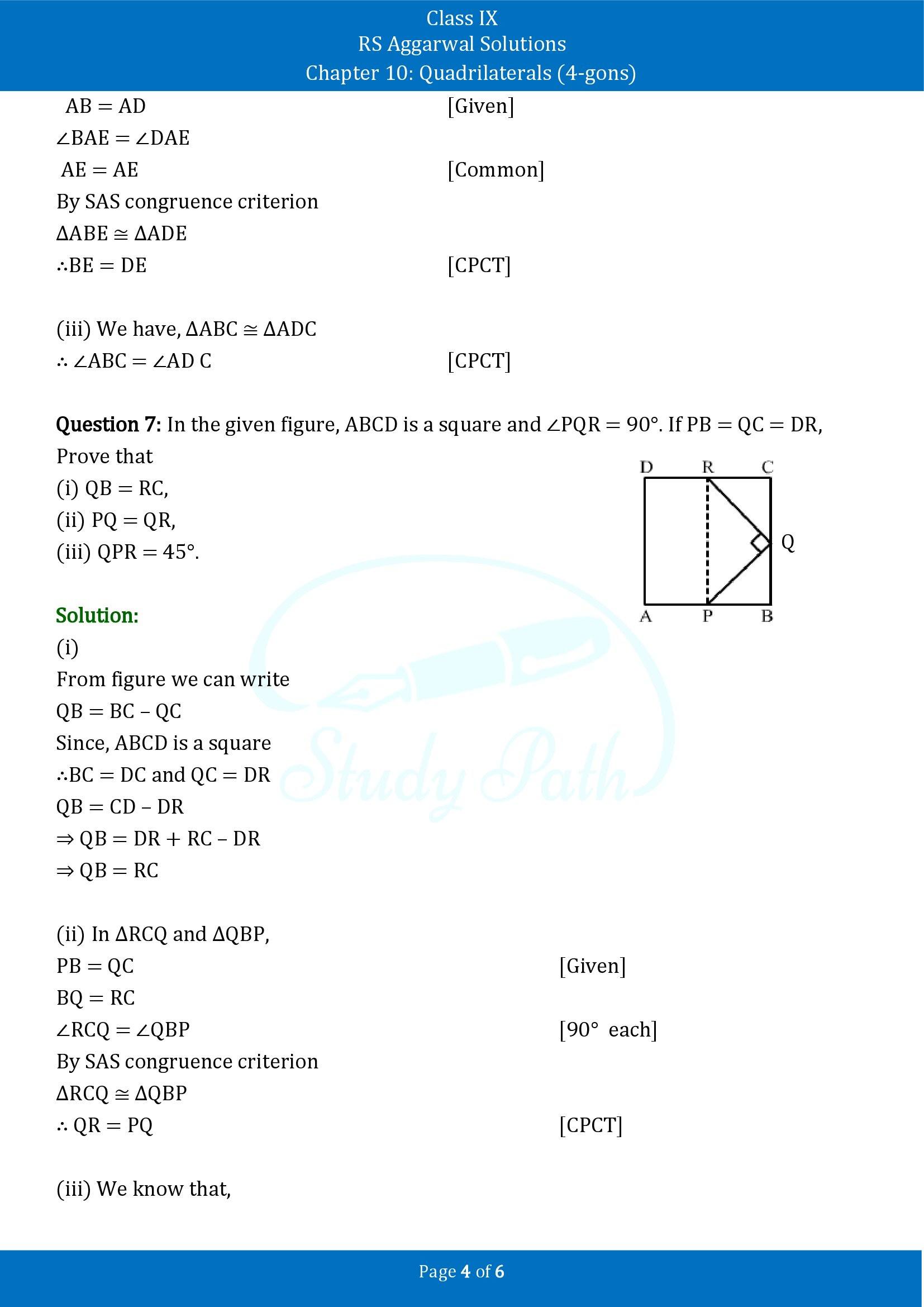 RS Aggarwal Solutions Class 9 Chapter 10 Quadrilaterals 4 gons Exercise 10A 00004