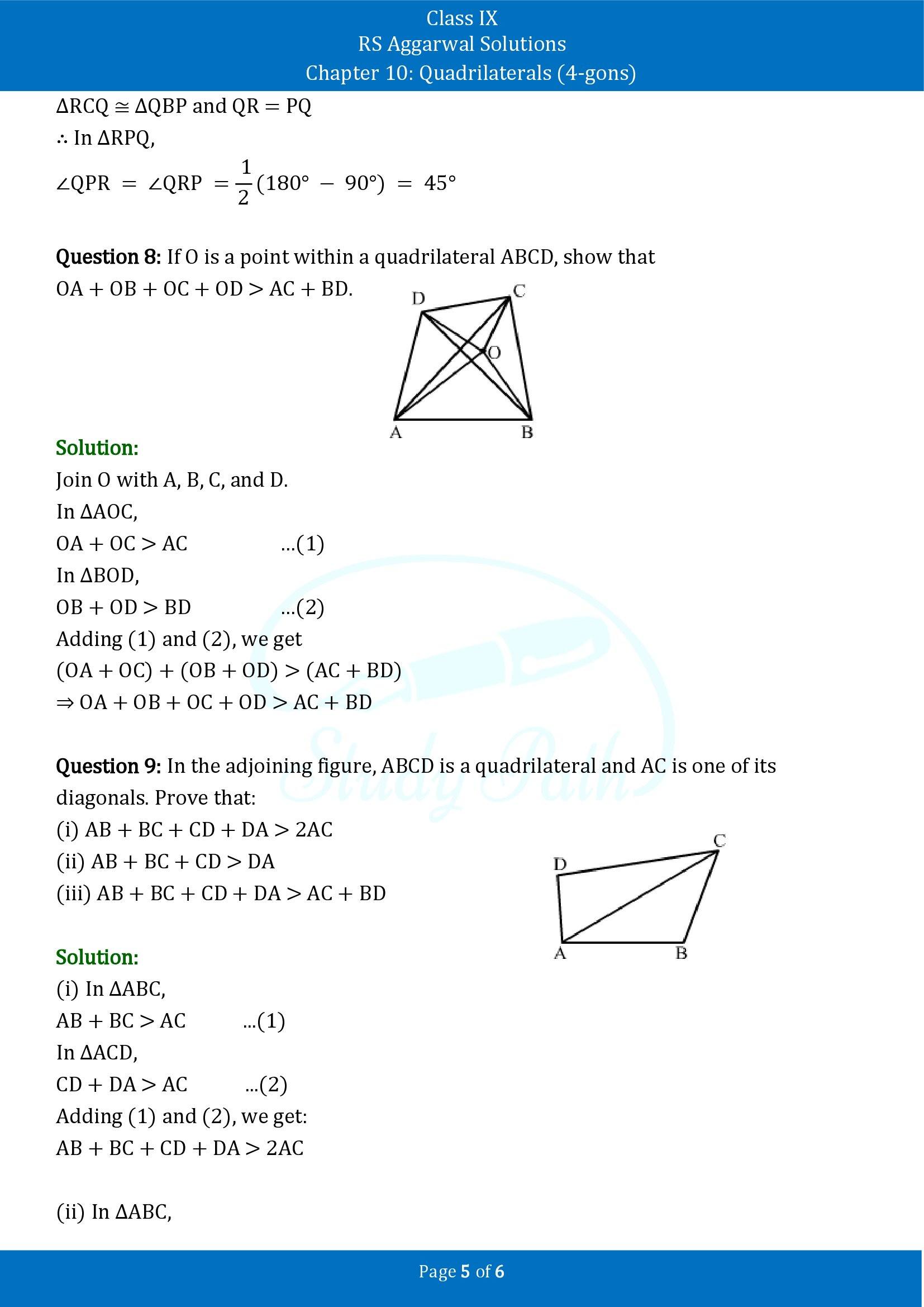 RS Aggarwal Solutions Class 9 Chapter 10 Quadrilaterals 4 gons Exercise 10A 00005