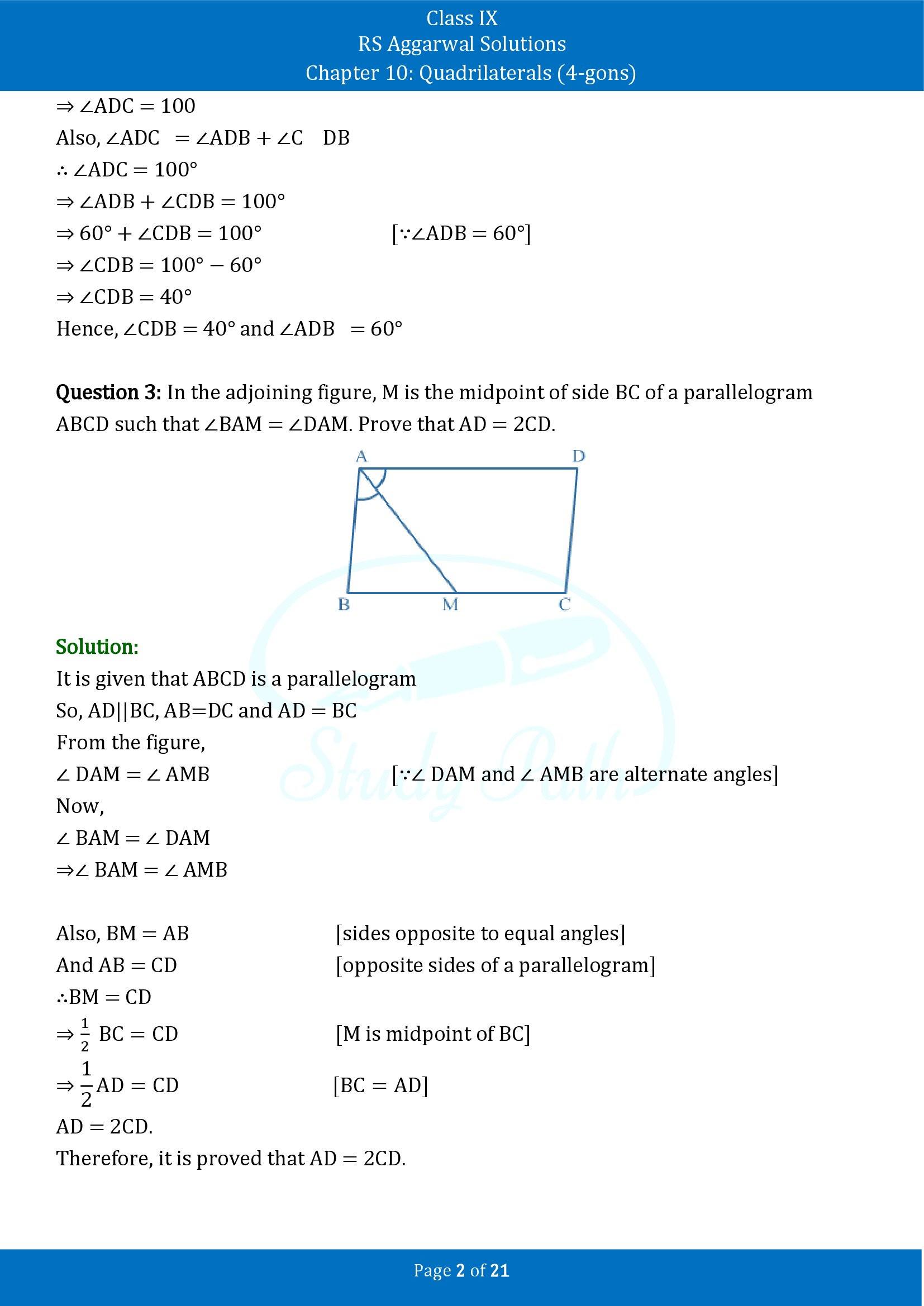 RS Aggarwal Solutions Class 9 Chapter 10 Quadrilaterals 4 gons Exercise 10B 00002