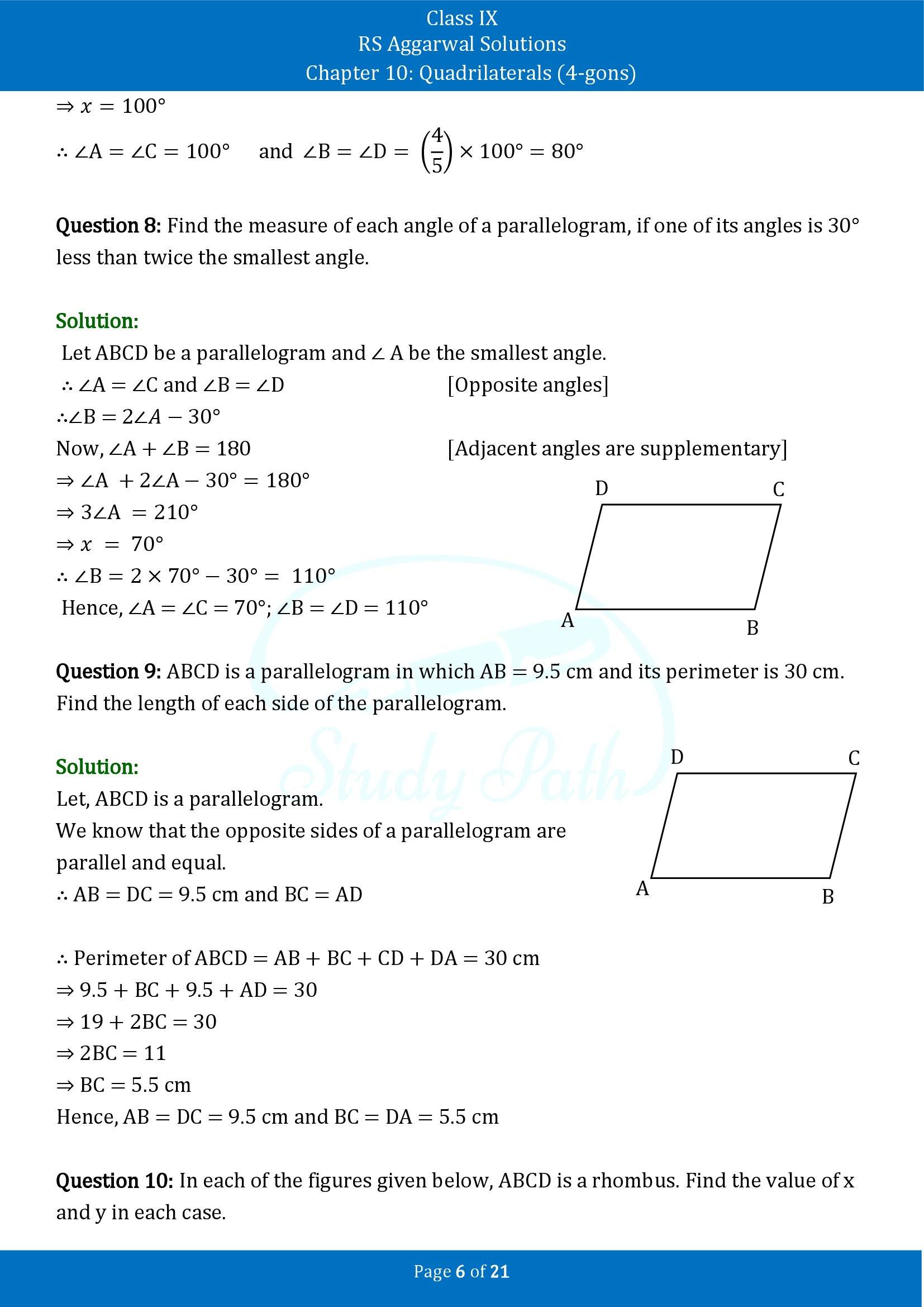 RS Aggarwal Solutions Class 9 Chapter 10 Quadrilaterals 4 gons Exercise 10B 00006