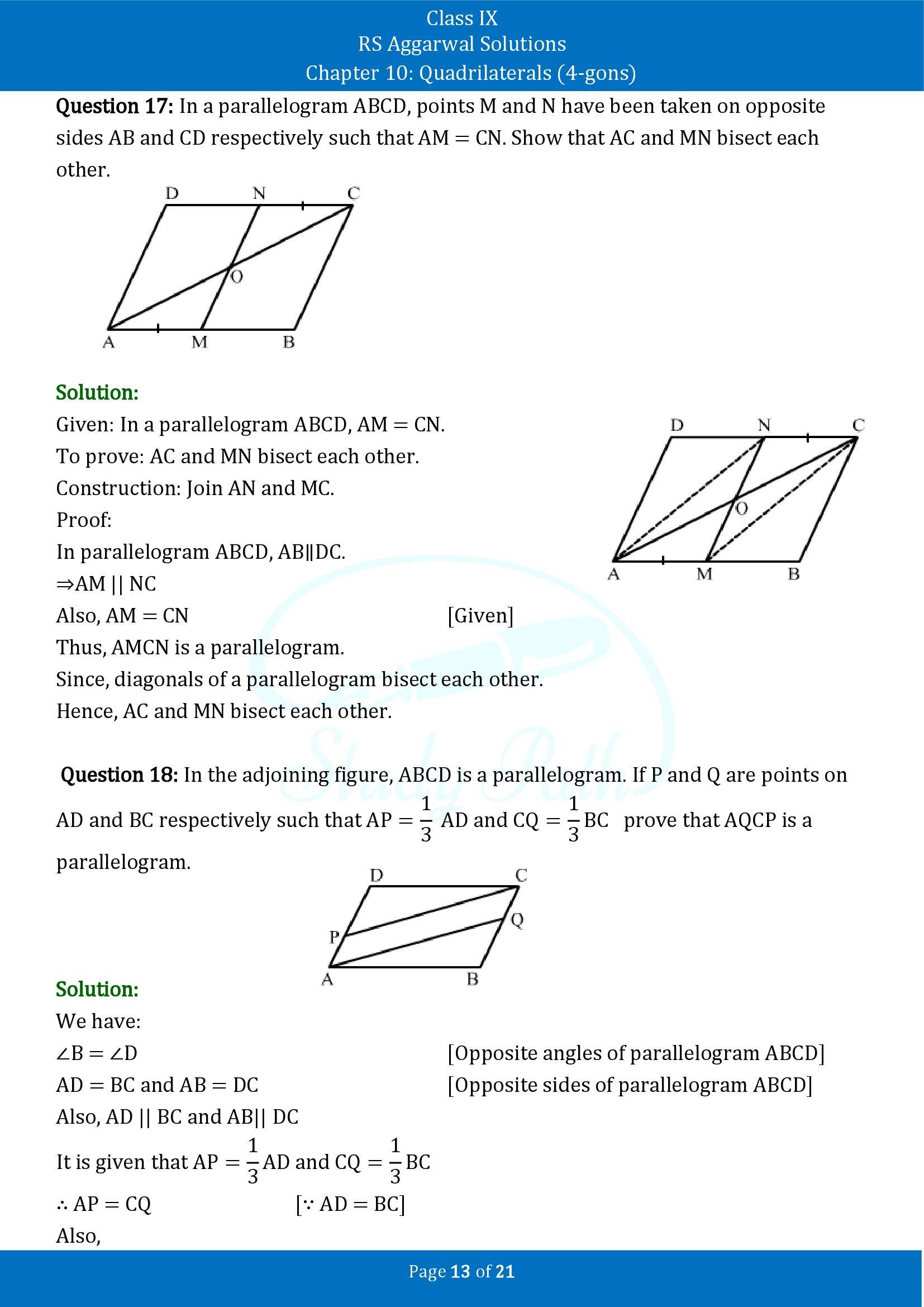 RS Aggarwal Solutions Class 9 Chapter 10 Quadrilaterals 4 gons Exercise 10B 00013